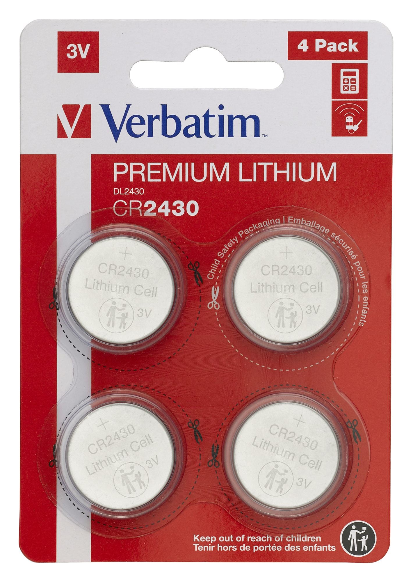 LITHIUM BATTERY CR2430 3V 4 PACK