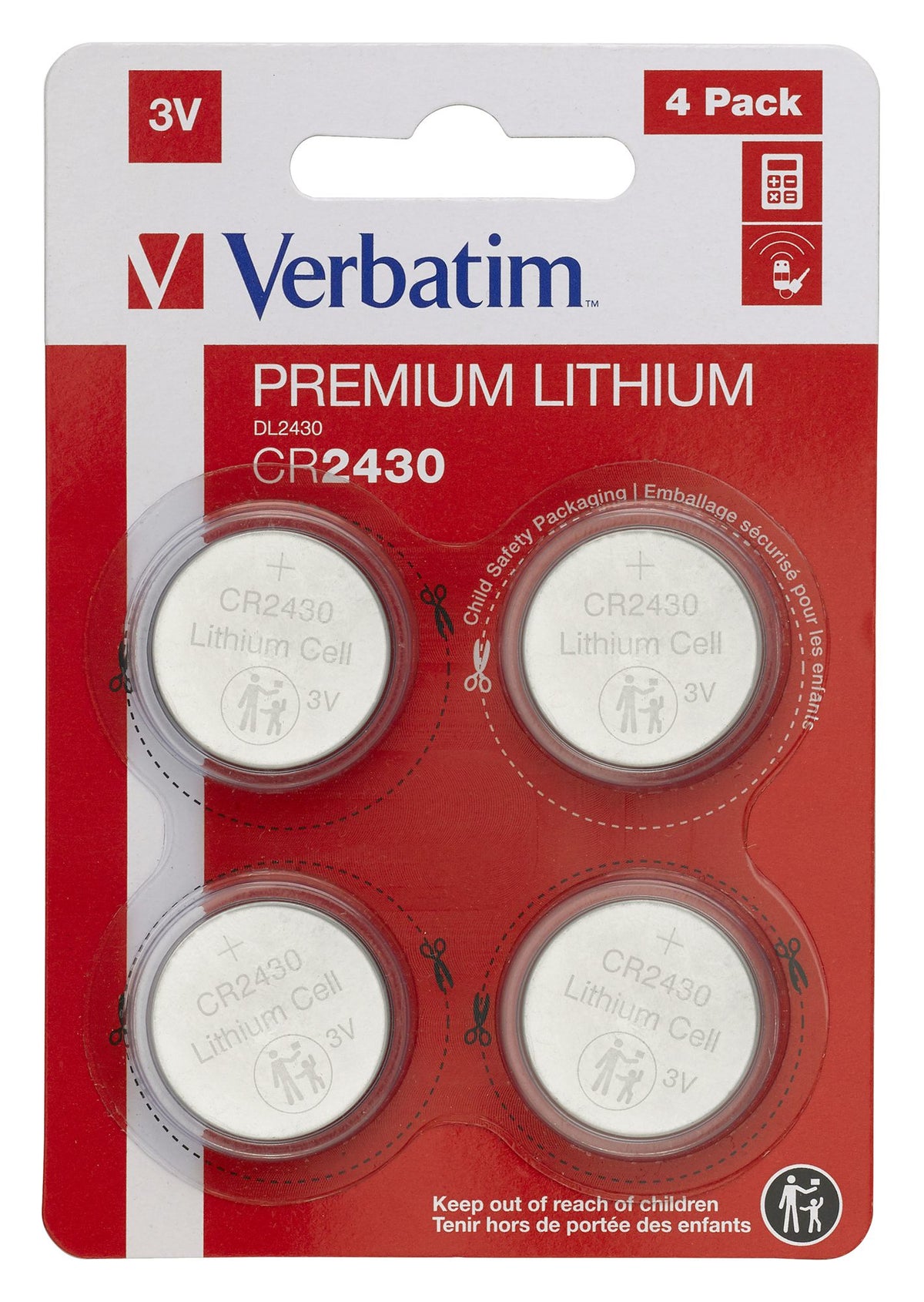 LITHIUM BATTERY CR2430 3V 4 PACK