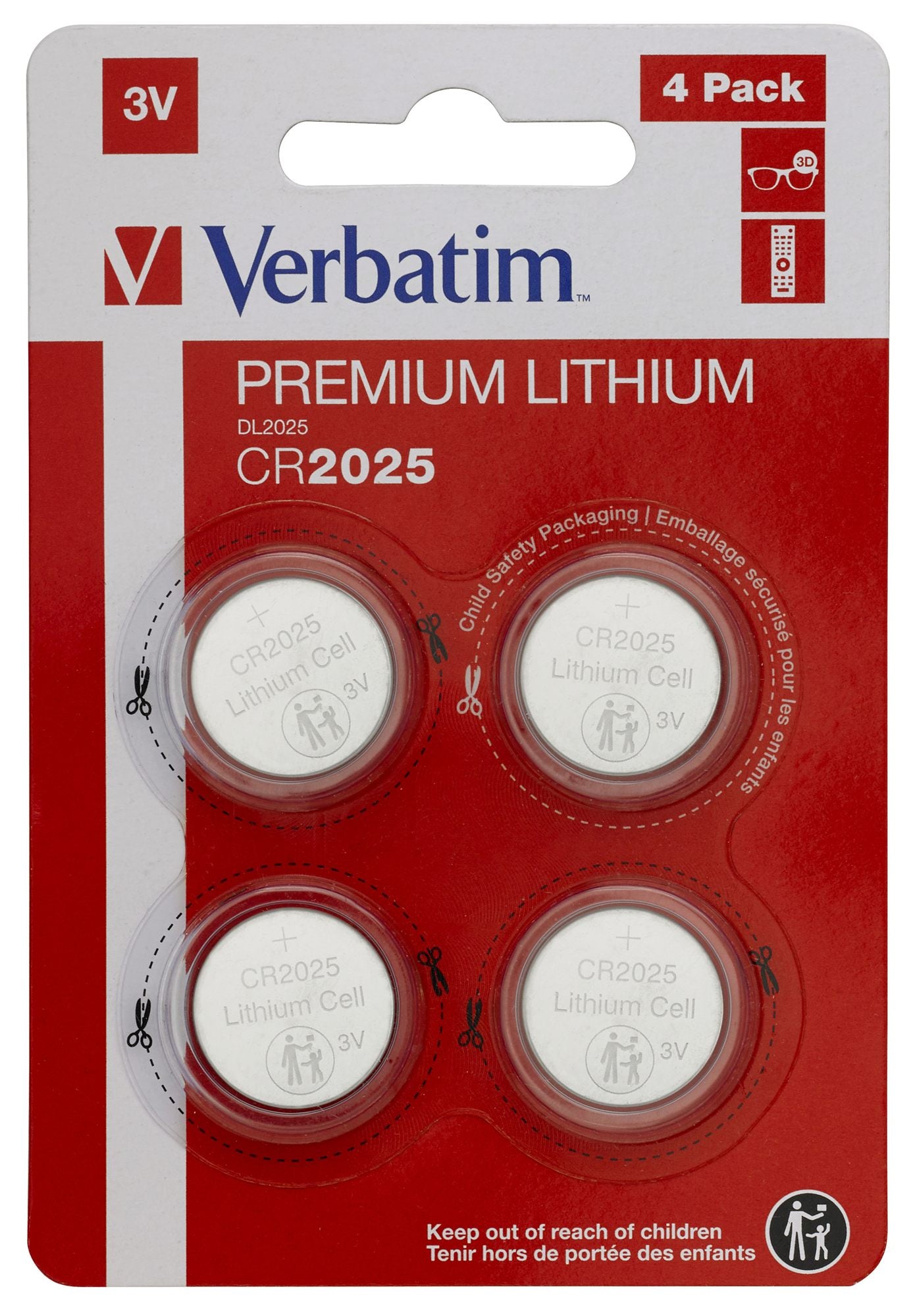 LITHIUM BATTERY CR2025 3V 4 PACK