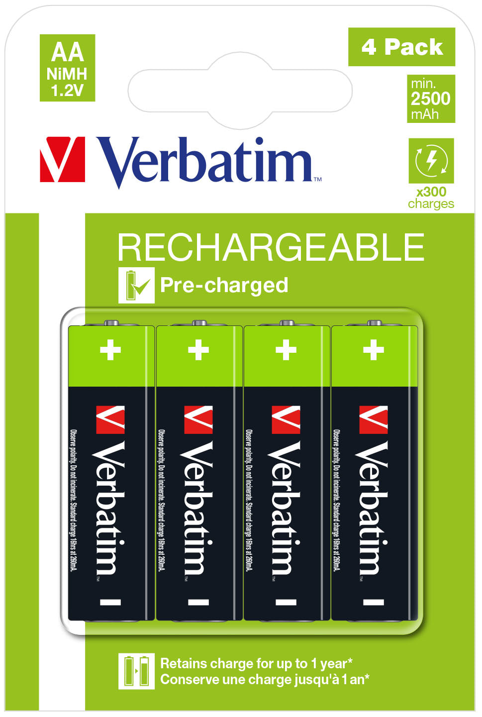RECHARGEABLE BATTERY AA 4 PACK/HR6