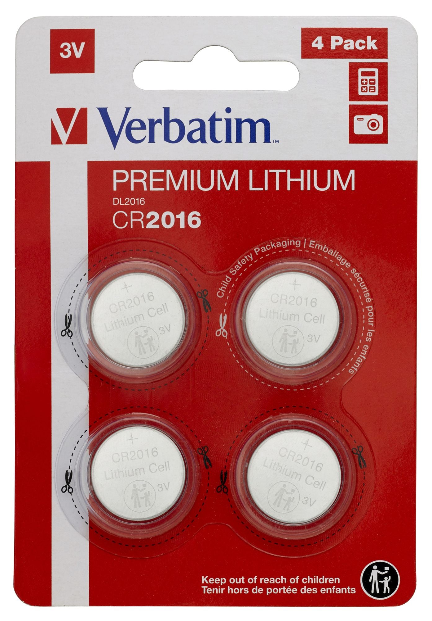LITHIUM BATTERY CR2016 3V 4 PACK