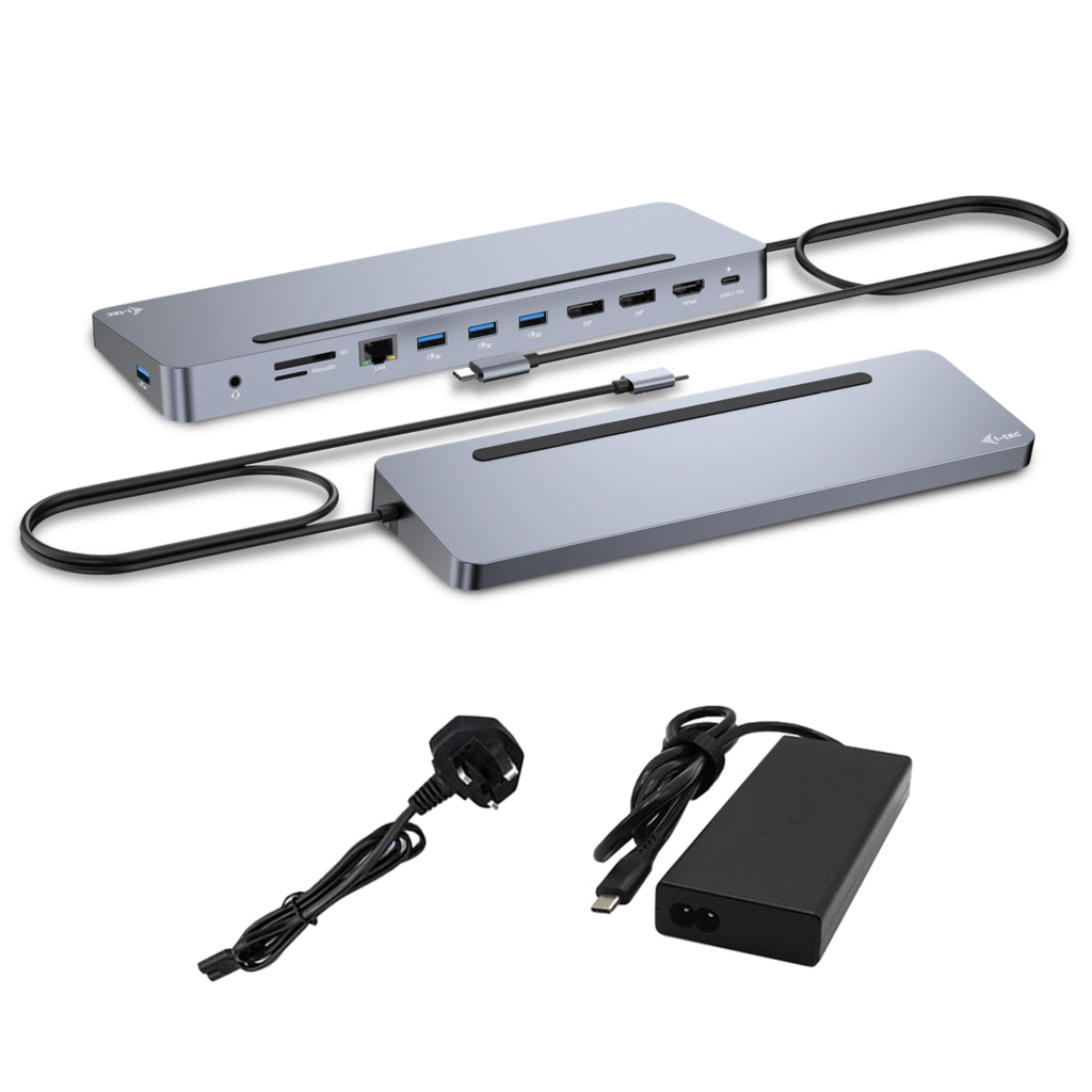 I-TEC USB-C Metal Ergonomic 4K 3x Display Docking Station with PD 100 W + i-tec Universal Charger 100W bundle