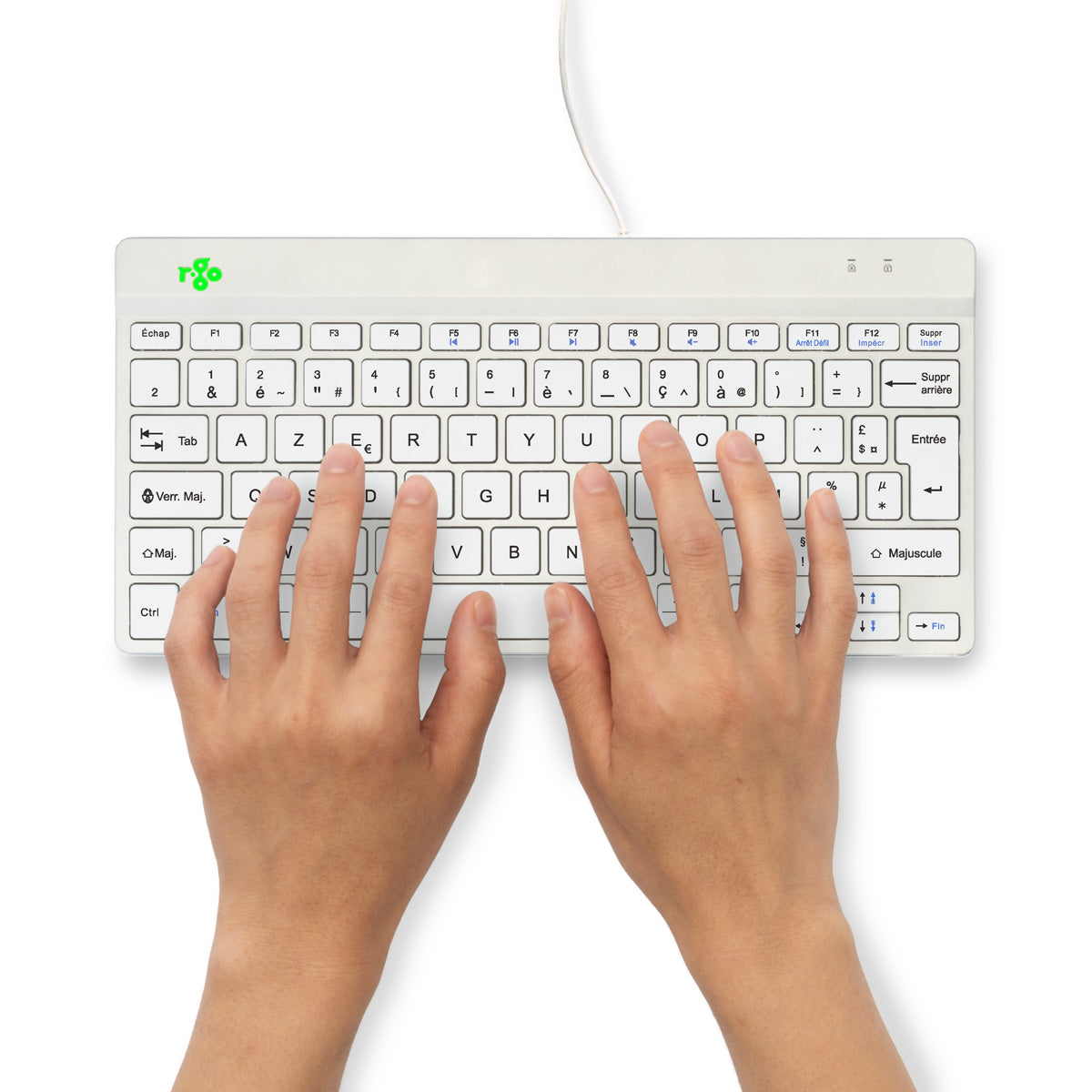 R-GO TOOLS Clavier ergo Compact Break, filaire blanc/argent