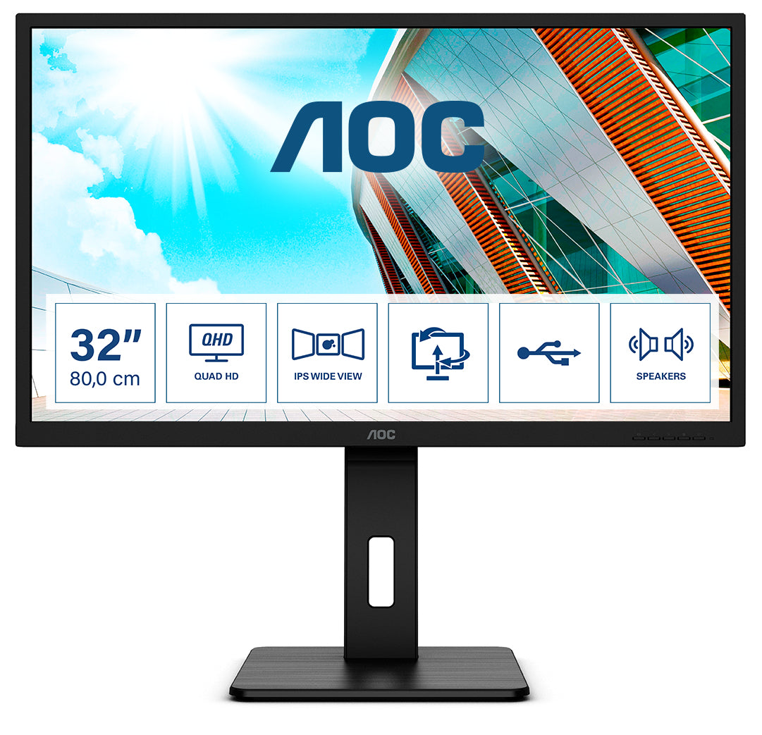 "AOC P2 Q32P2 écran plat de PC 80 cm (31.5"") 2560 x 1440 pixels 2K Ultra HD LED Noir"