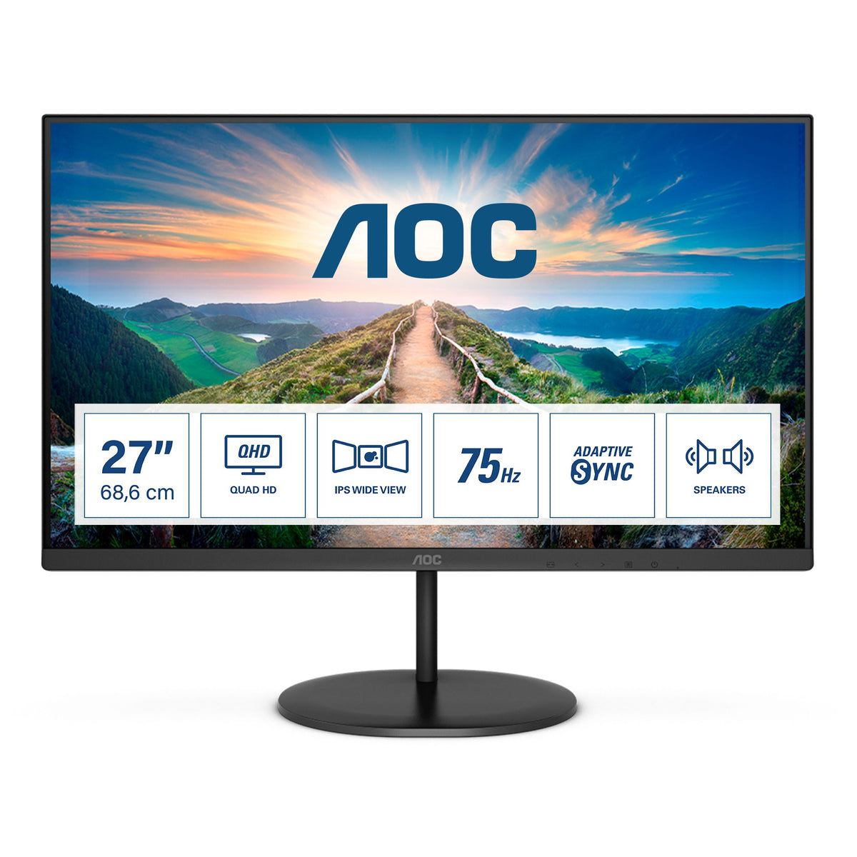 AOC Q27V4EA 68.6cm 27p IPS QHD 2560x1440 16:9 250cd/m2 178/178 4ms HDMI 1.4 DP 1.2
