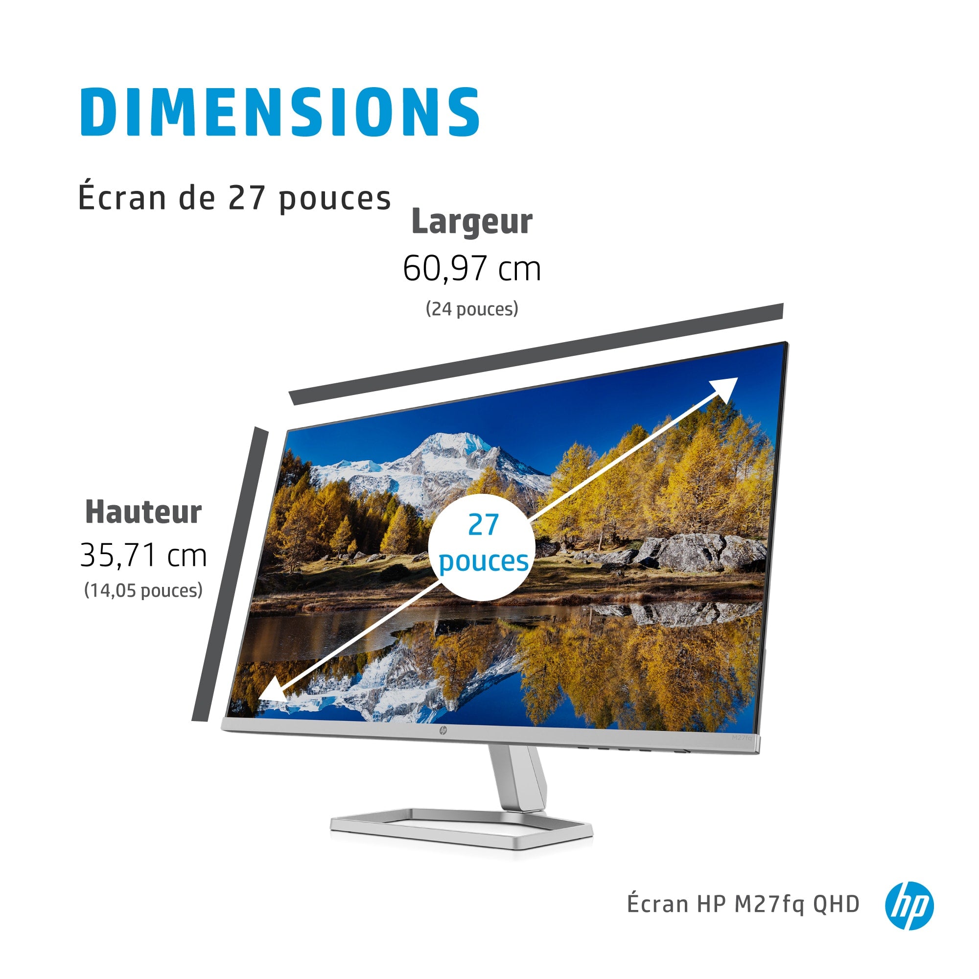"HP M27fq QHD Monitor écran plat de PC 68,6 cm (27"") 2560 x 1440 pixels Quad HD LCD Argent"