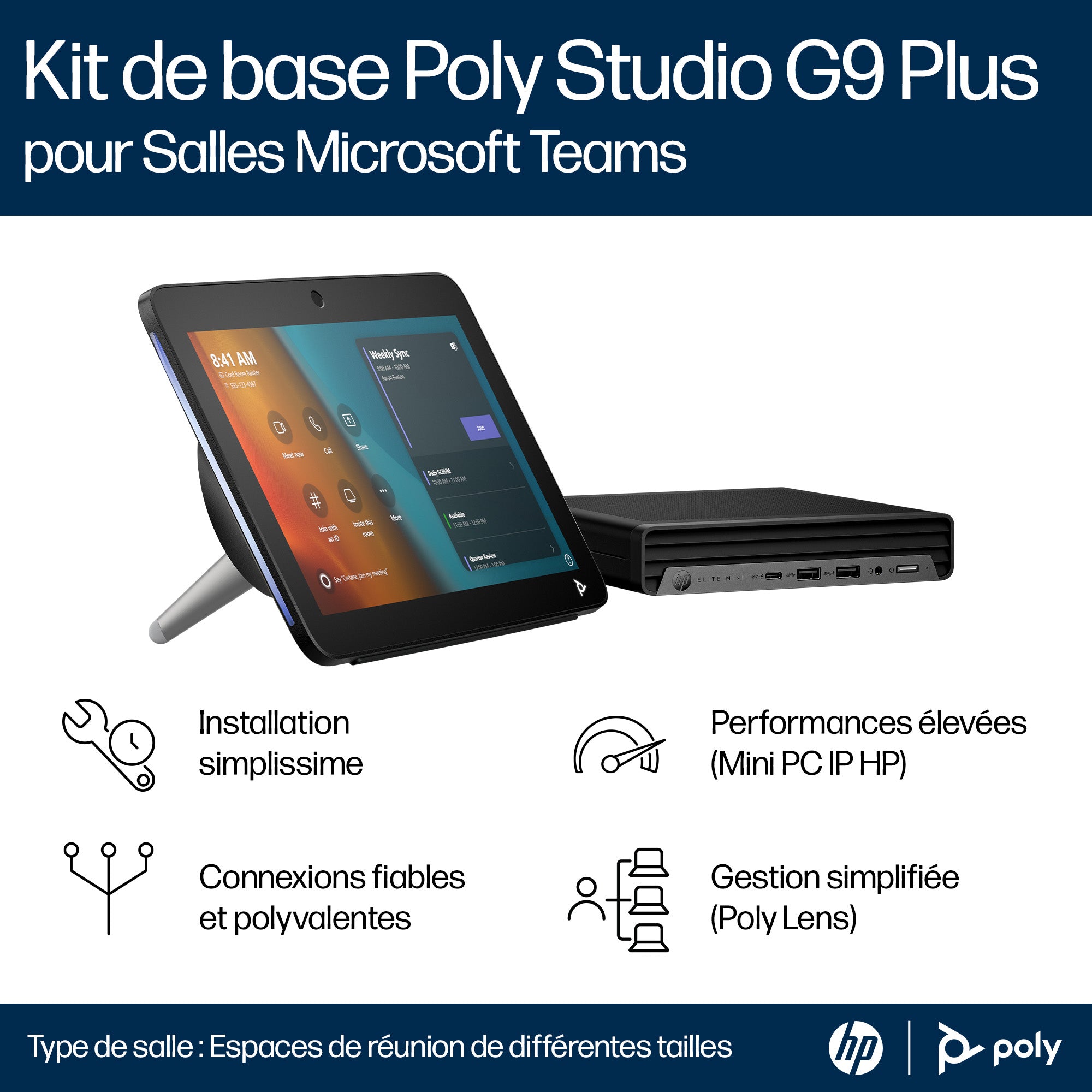 Kit POLY G9 Plus :  HP Mini IP Conference PC pour MTR avec TC10