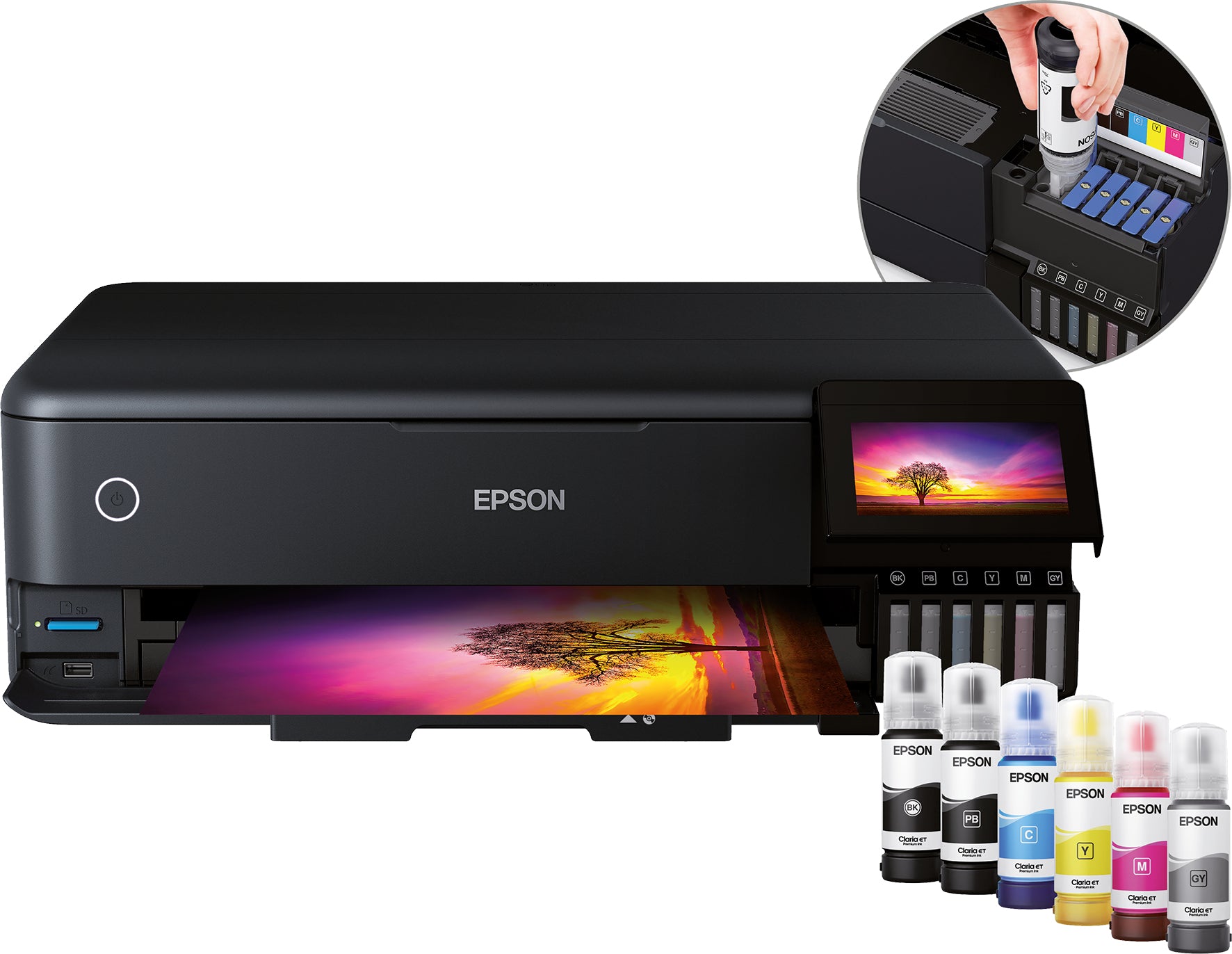 EPSON EcoTank ET-8550 MFP colour inkjet refillable A3 16ppm Print USB LAN Wi-Fi Black