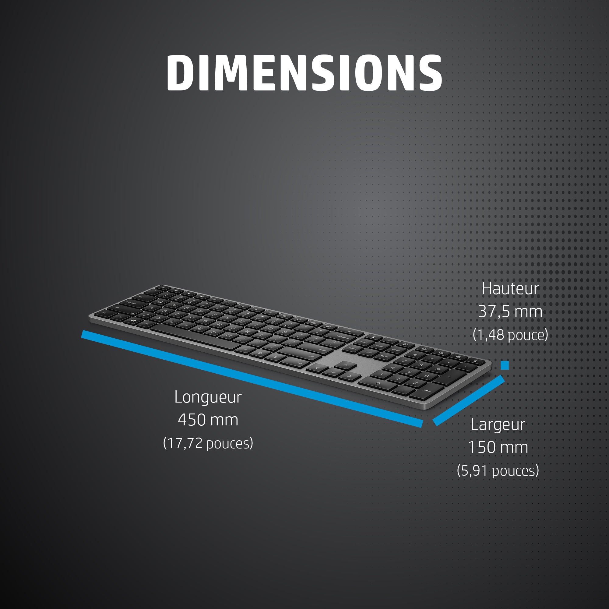 HP 975 USB+BT Dual-Mode Wireless Keyboard-FR