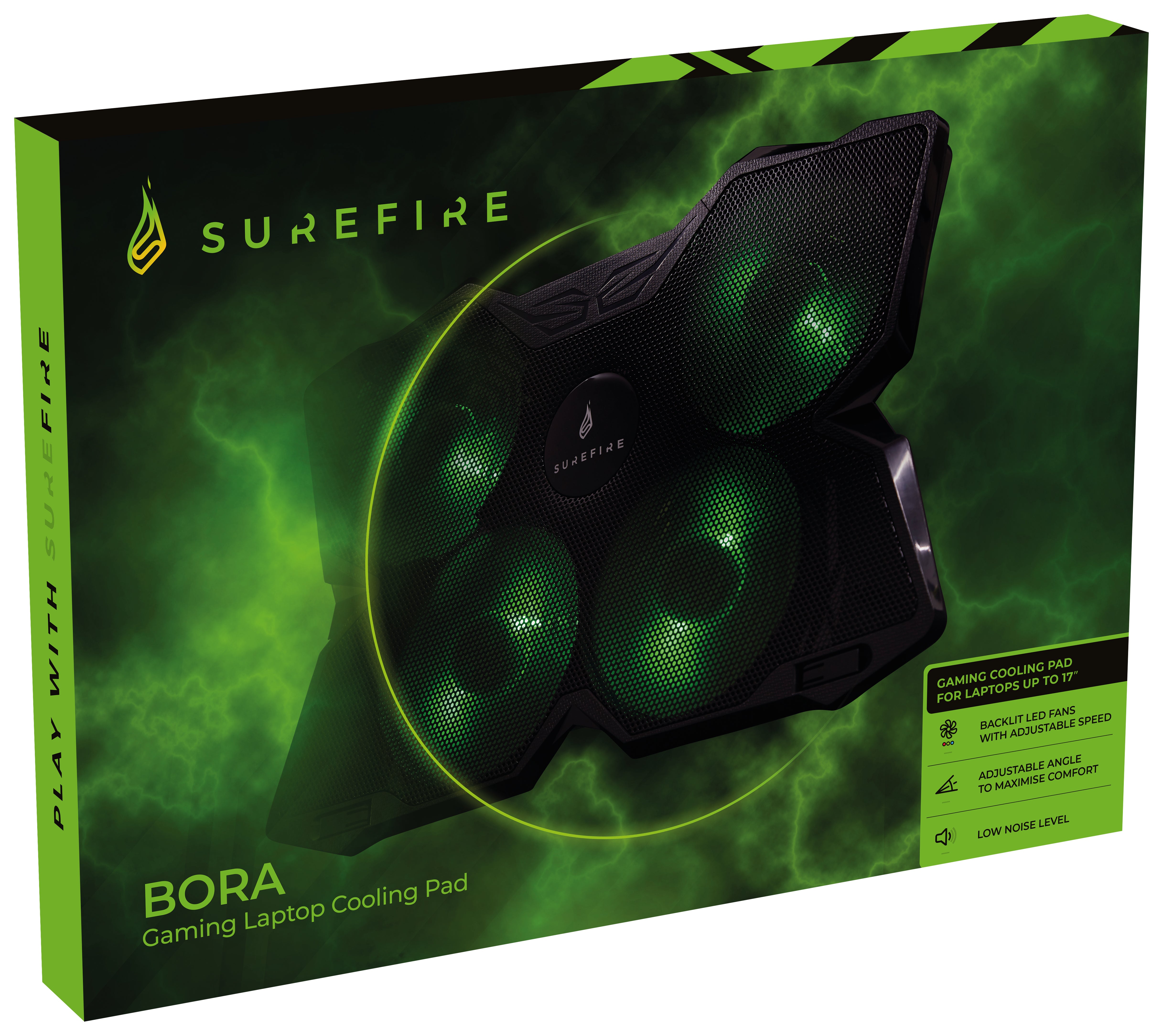 VERBATIM SUREFIRE BORA GAMING LAPTOP COOLING PAD GREEN WCF (P)