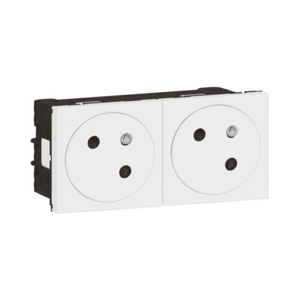 LEGRAND Prise secteur Mosaic double 45x45 45° 10/16 A