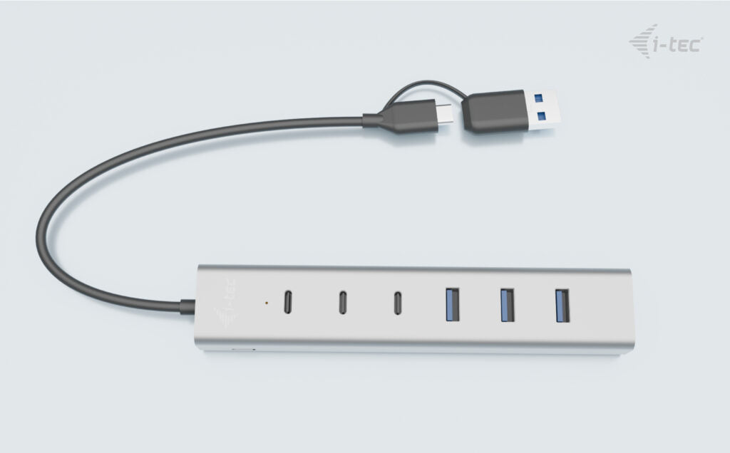 I-TEC USB-C/USB-A Charging Metal HUB 7 Port 3x USB-C 3.2 Gen. 1 4x USB-A 3.2 Gen. 1