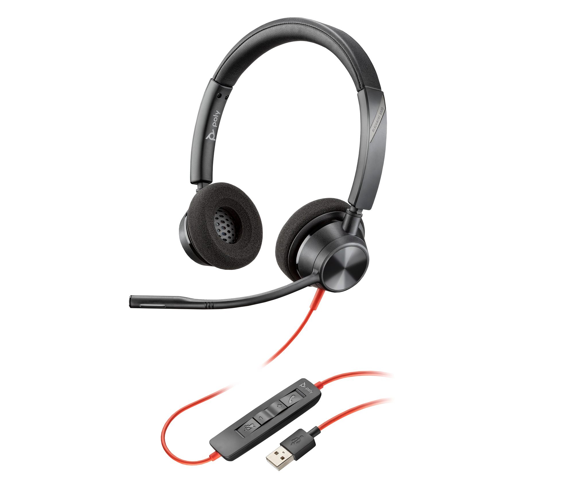 HP Poly Blackwire 3320 USB-A Headset Avec fil Arceau Bureau/Centre d'appels USB Type-A Noir