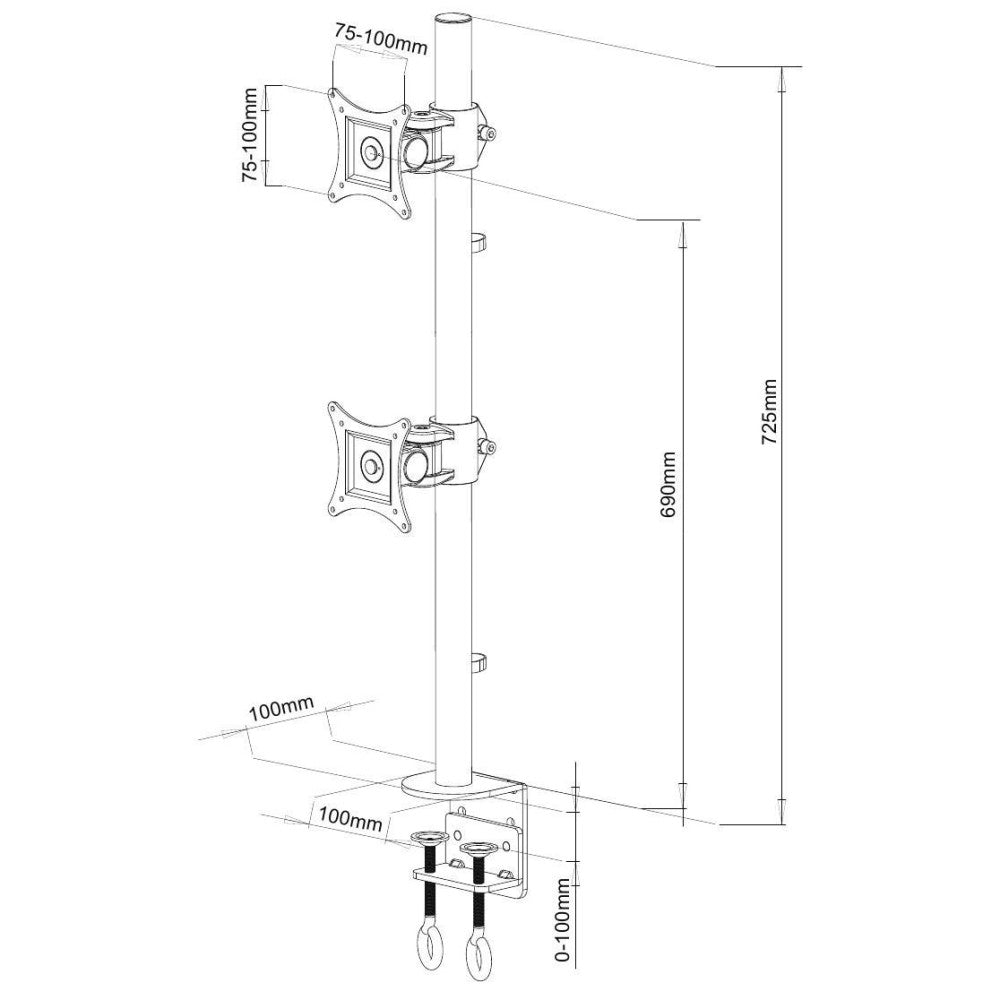 Techly ICA-LCD 350-D Support de bureau pour 2 moniteurs 13-27" LCD 10kg vertical