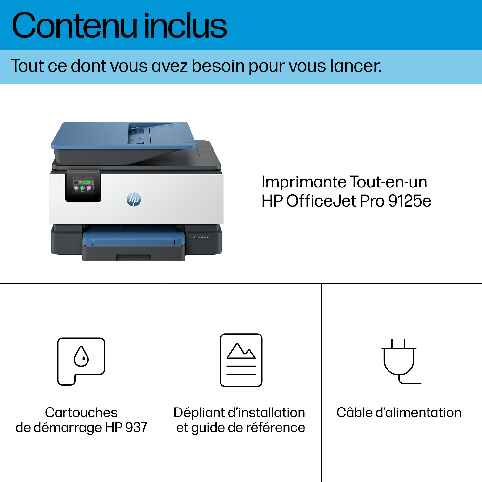 HP Officejet Pro 9125e All-in-One MFP colour inkjet A4 21ppm Copy 22ppm Print 250sheets Wi-Fi LAN USB Bluetooth Crater Lake blue