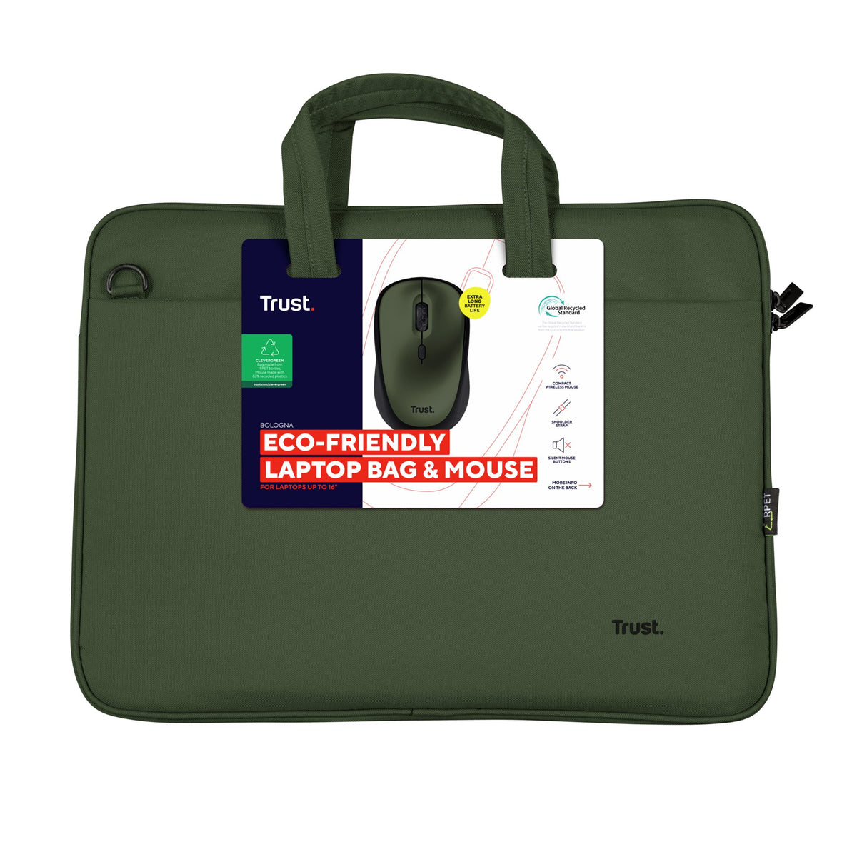 TRUST Bundle sacoche BOLOGNA 16p + souris sans fil YVI+ - Green