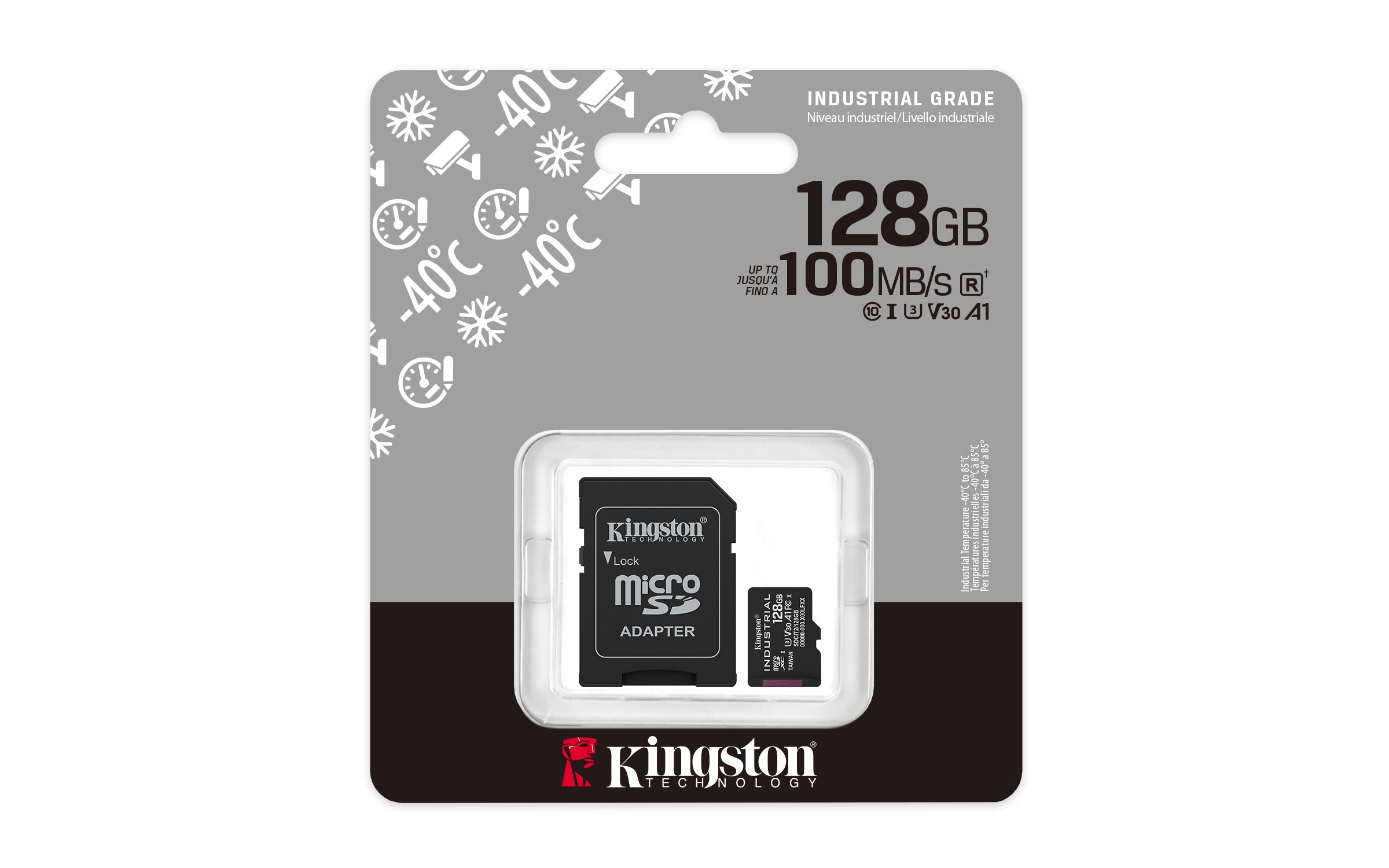 KINGSTON Carte microSDXC Industrial C10 A1 pSLC de 128Go + adaptateur SD