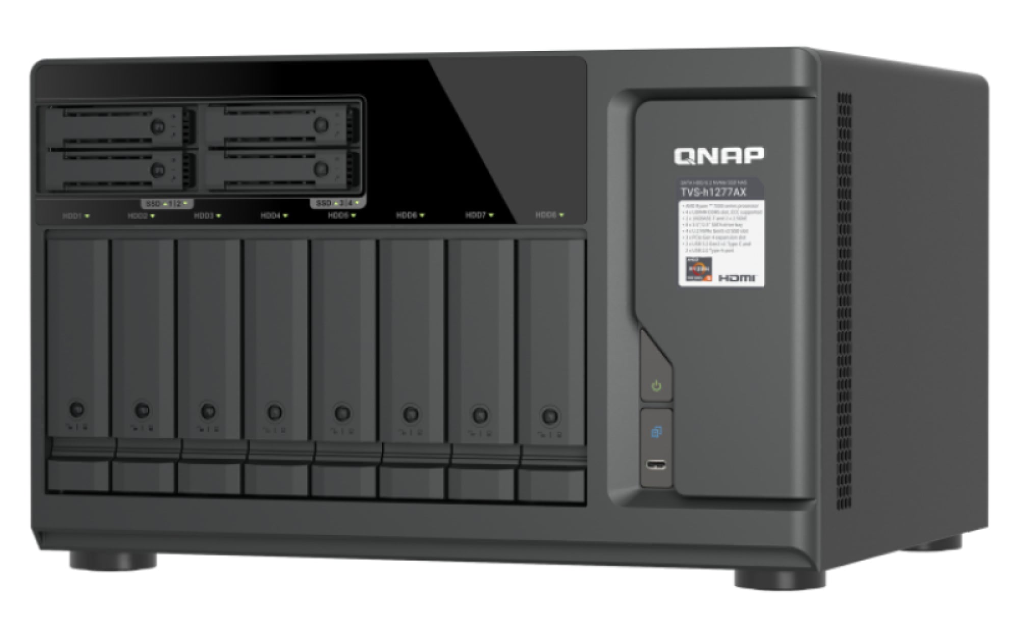 12-Bay QuTS hero NAS 8 x 3.5" SATA+4
