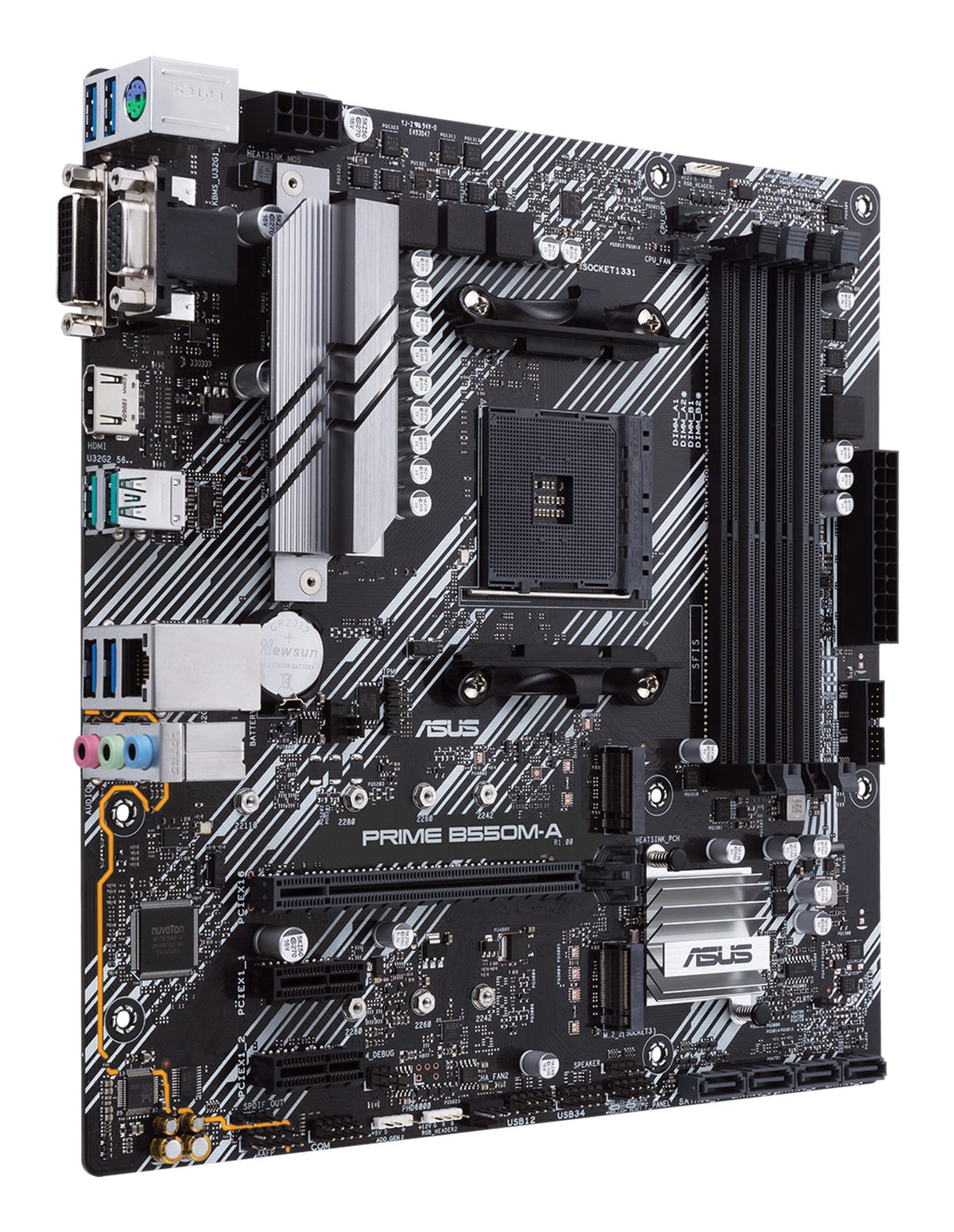 ASUS PRIME B550M-A mATX MB dual M.2 PCIe 4.0 1Gb Ethernet HDMI/D-Sub/DVI SATA 6Gbps USB3.2 Gen 2 Type-A