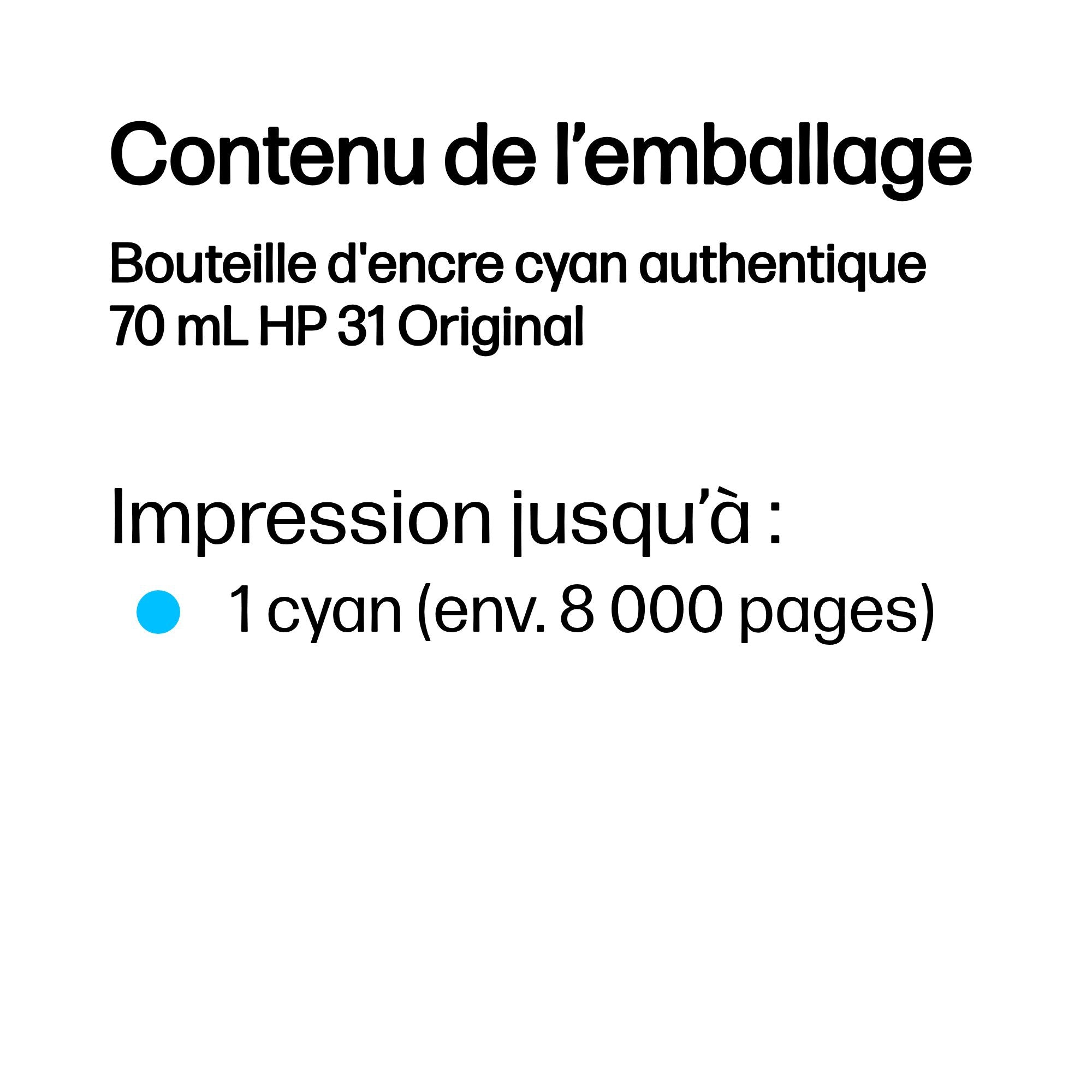 HP 31 Cyan Original Ink Bottle