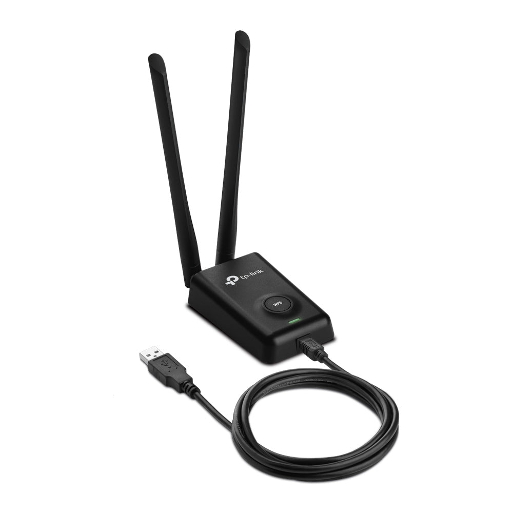 TP-LINK 300Mbps High Power Wireless USB Adapter 2.4GHz 802.11b/g/n High Power up to 500mw 2x5dBi detachable RP-SMA antennas 1xUSB