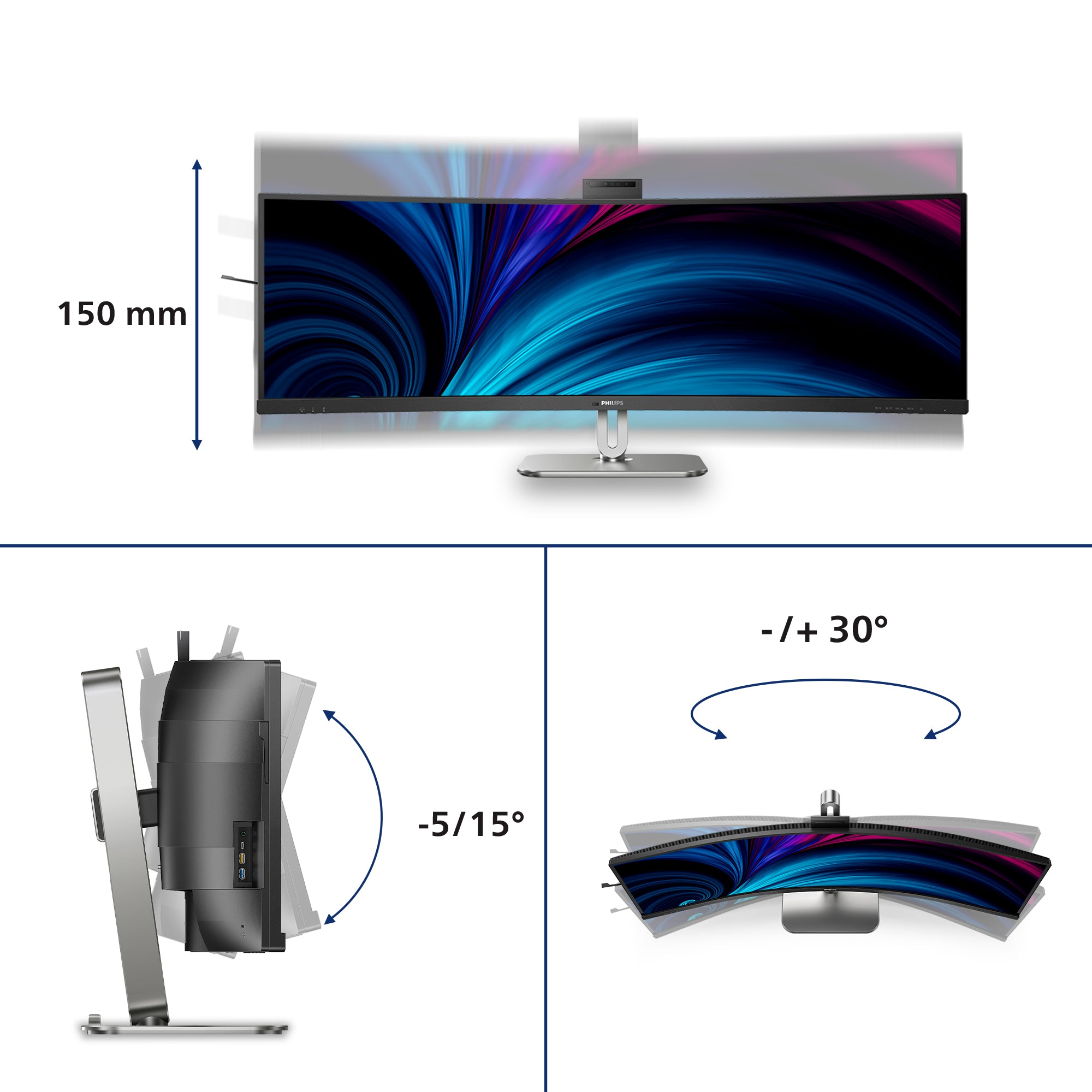 PHILIPS 49B2U6900CH/00 48.8p 5120x1440 VA Curved 1800R H/A 130mm SUPERWIDE USB-C 75Hz DP 2xHDMI USB HUB SPEAKERS