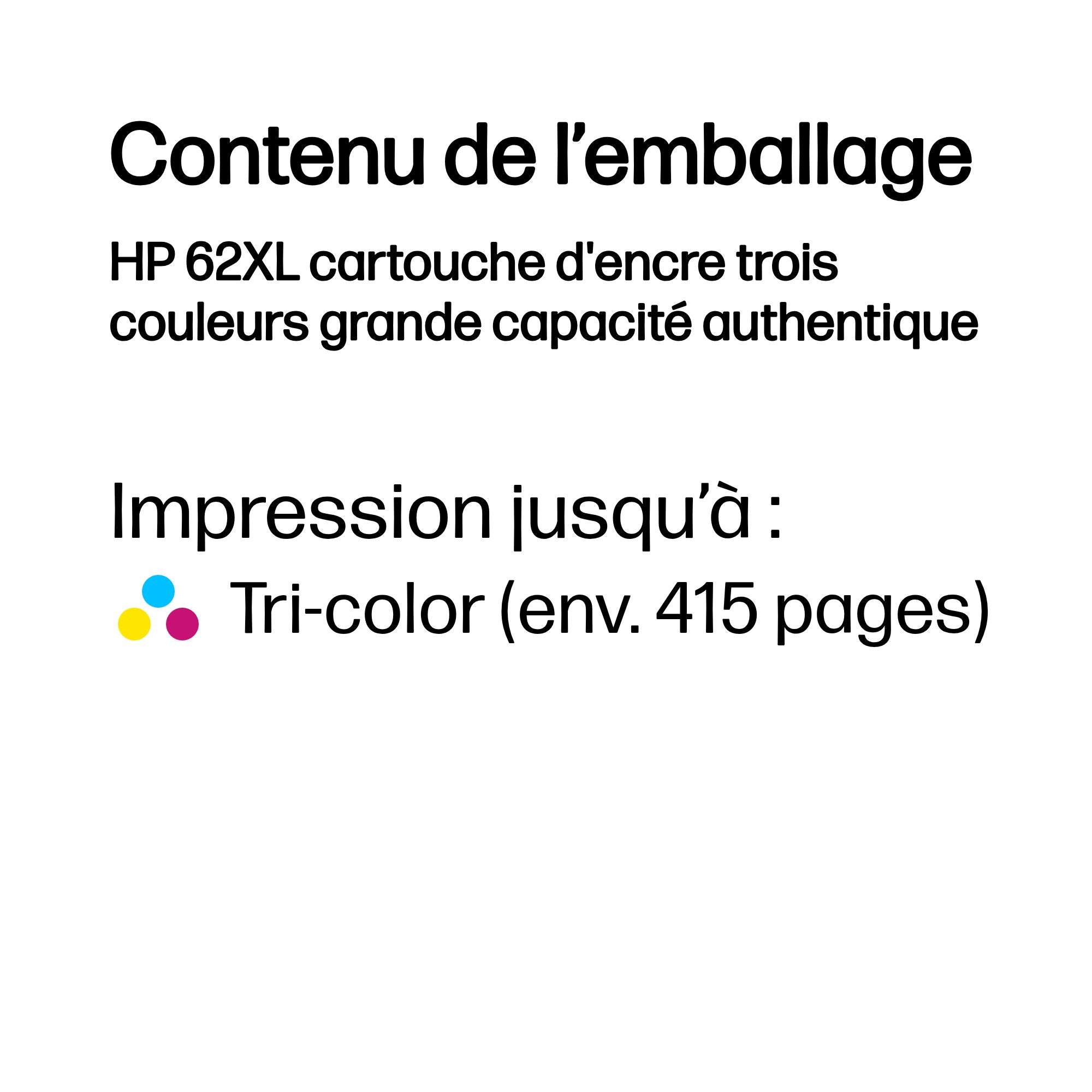 HP 62XL original Ink cartridge C2P07AE UUS tri-colour high capacity 1-pack