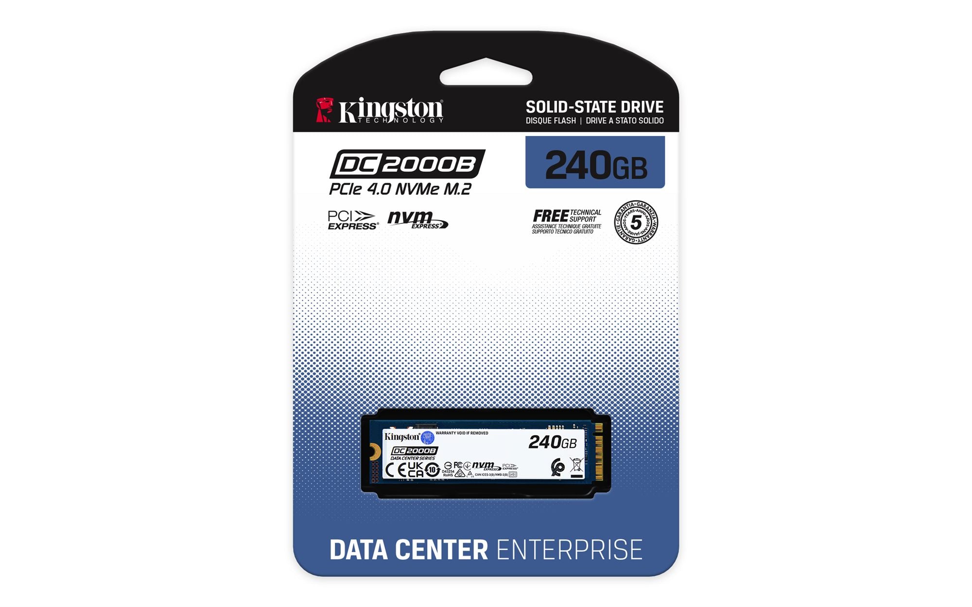 KINGSTON 240Go DC2000B PCIe 4.0 M.2 2280 Enterprise SSD No Heatsink