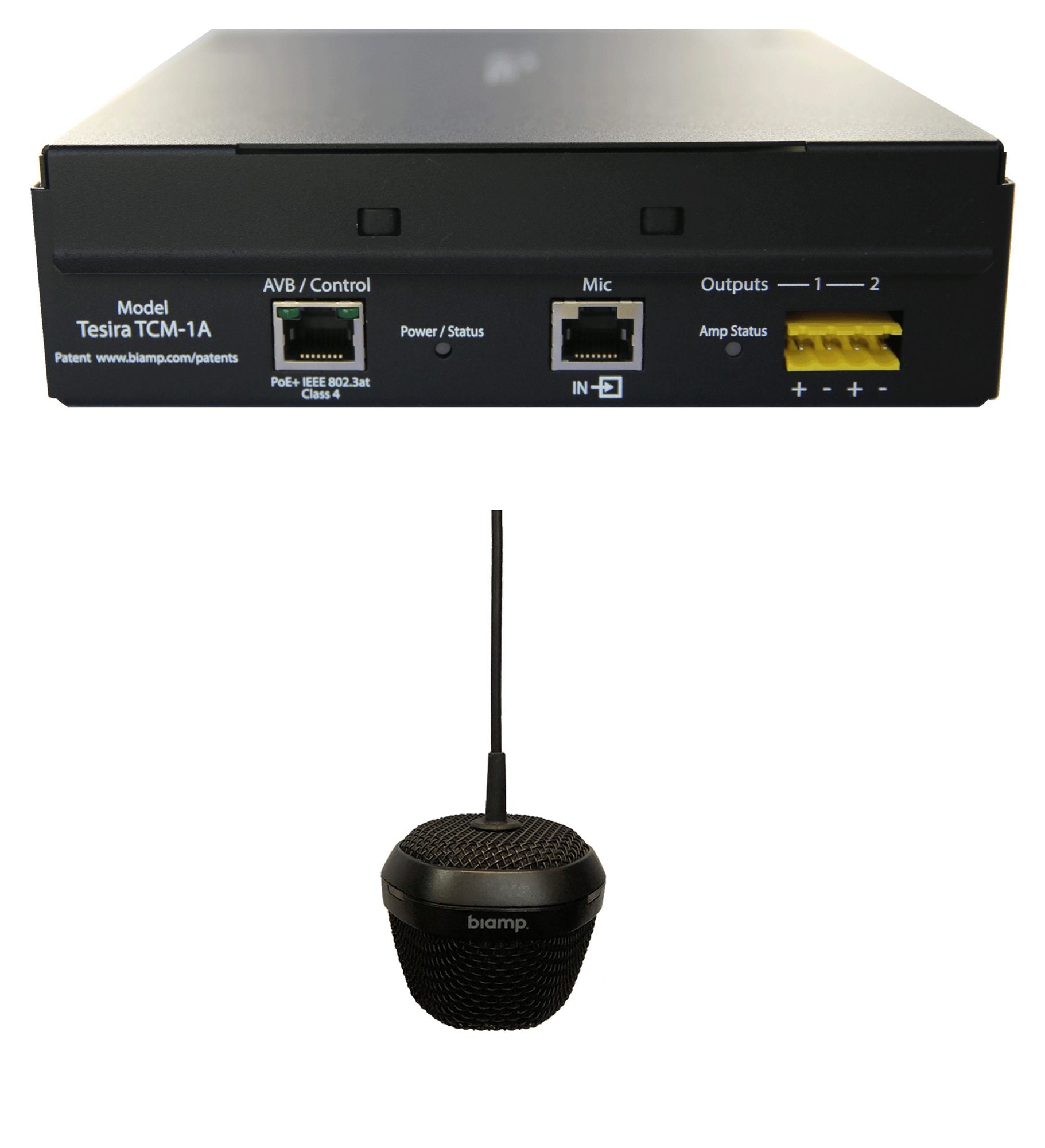 Biamp AVB Beamtracking ceiling microphone with PoE+ amplifier, black