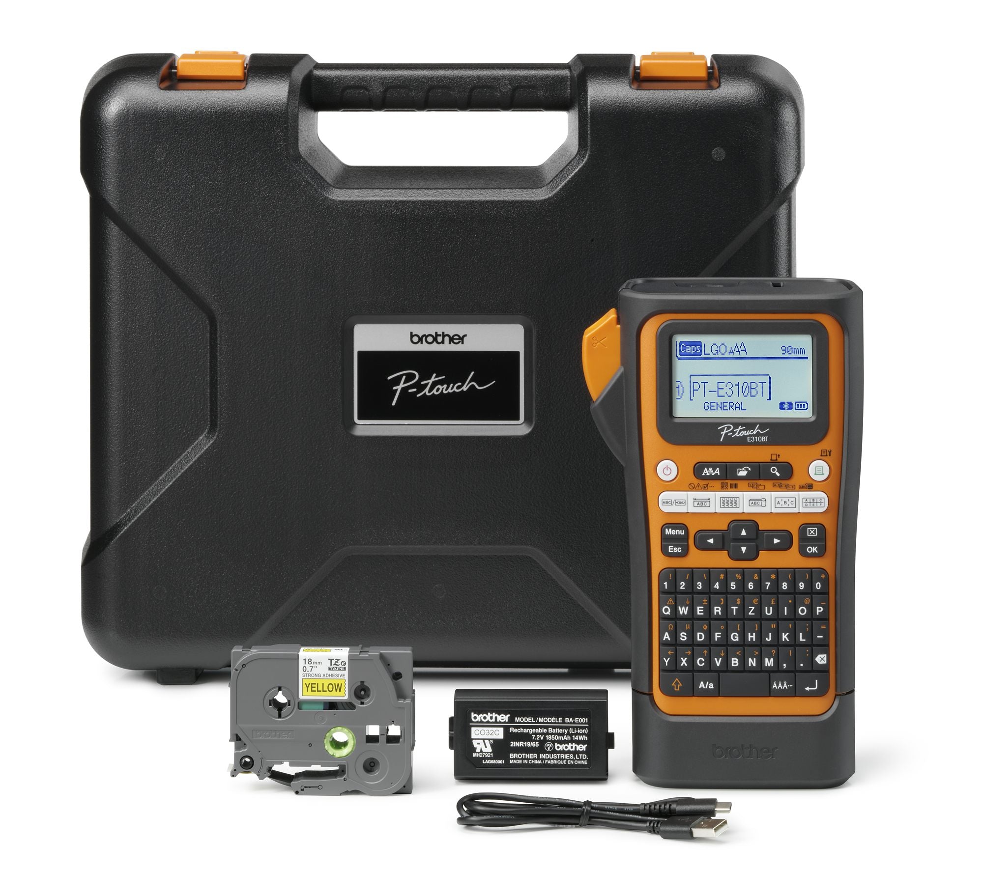 Brother PT-E310BTVP imprimante pour étiquettes Transfert thermique 180 x 180 DPI 20 mm/sec Avec fil &sans fil HSE/TZe Bluetooth QWERTZ