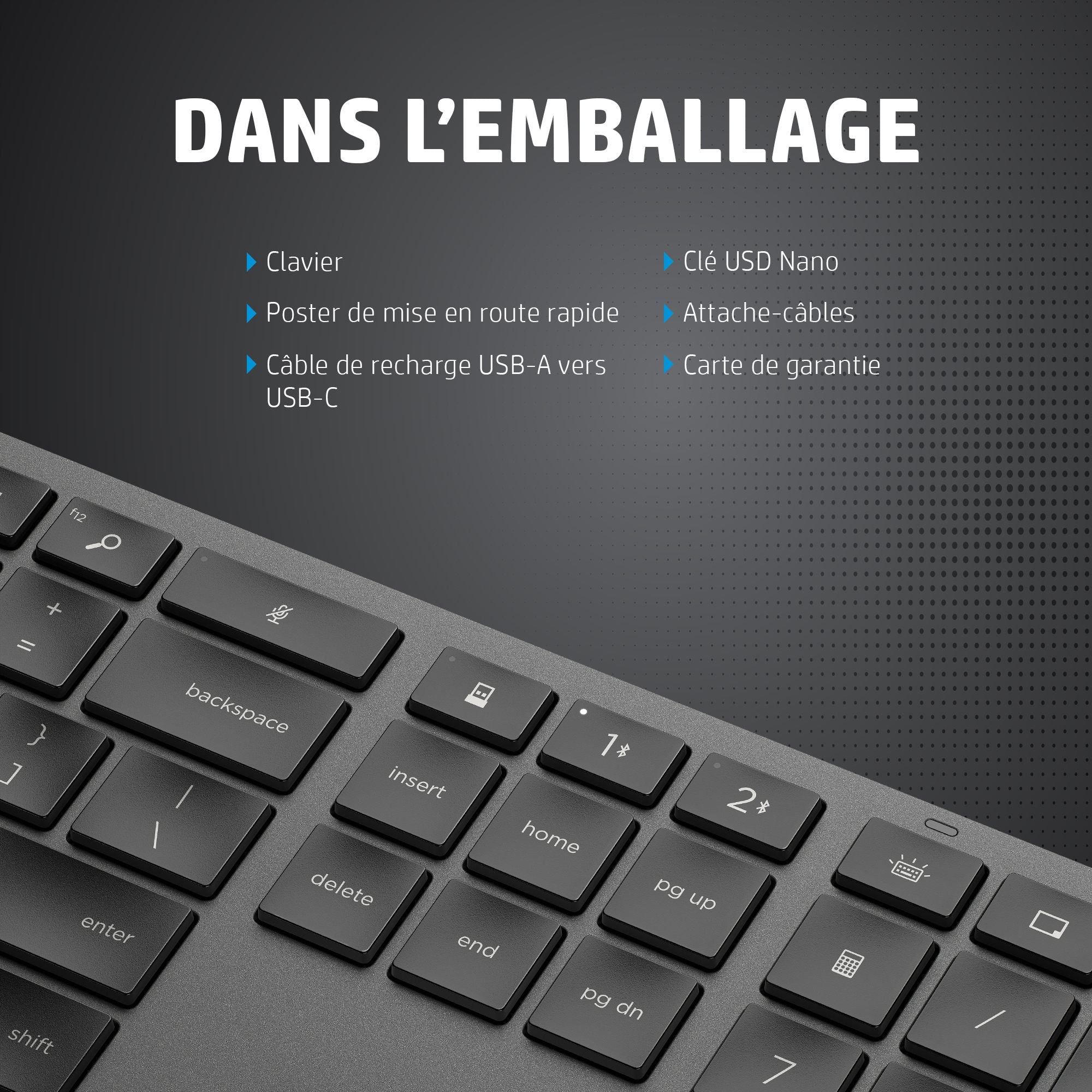 HP 975 USB+BT Dual-Mode Wireless Keyboard-FR