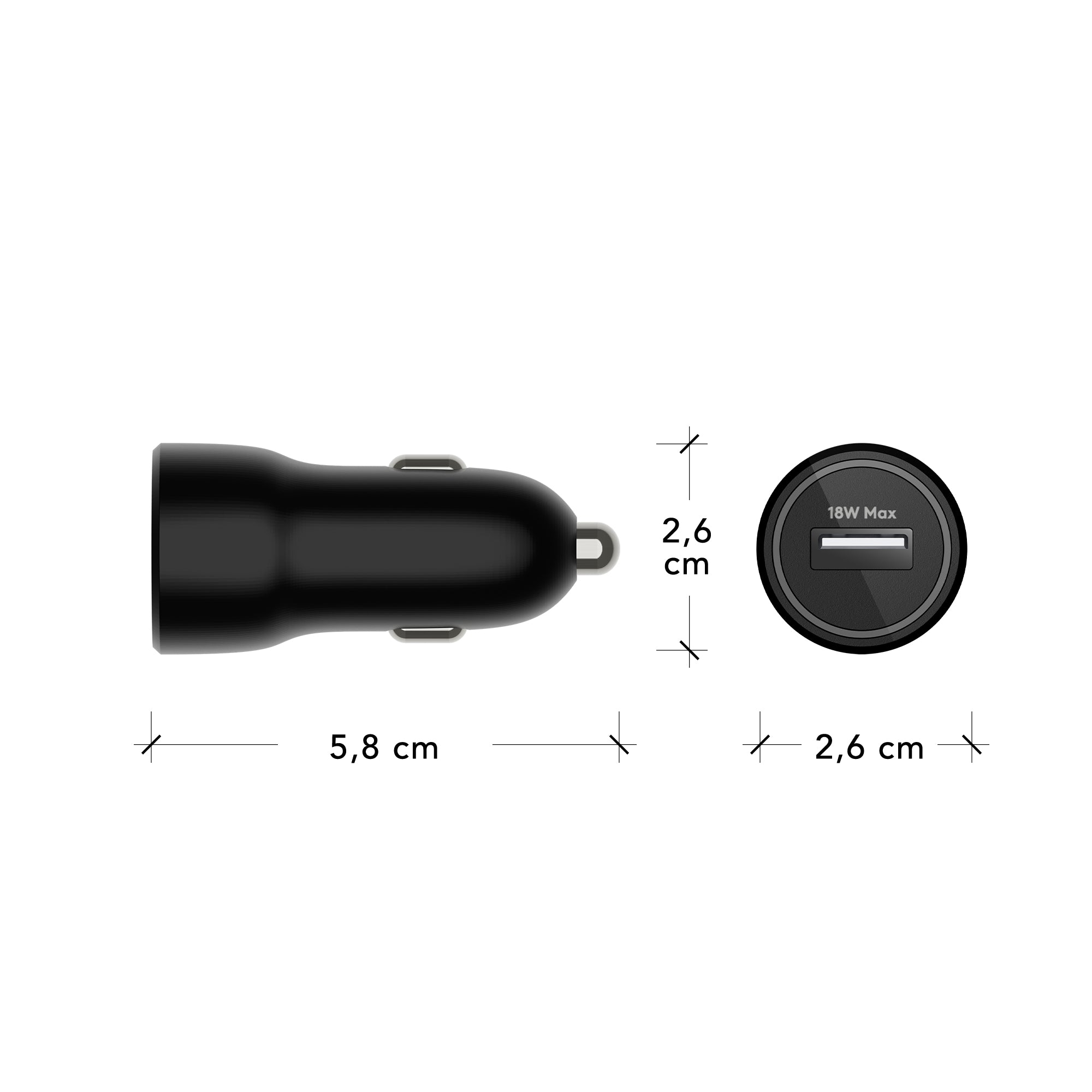 re-charge Car Charger USB-A 18W BLK