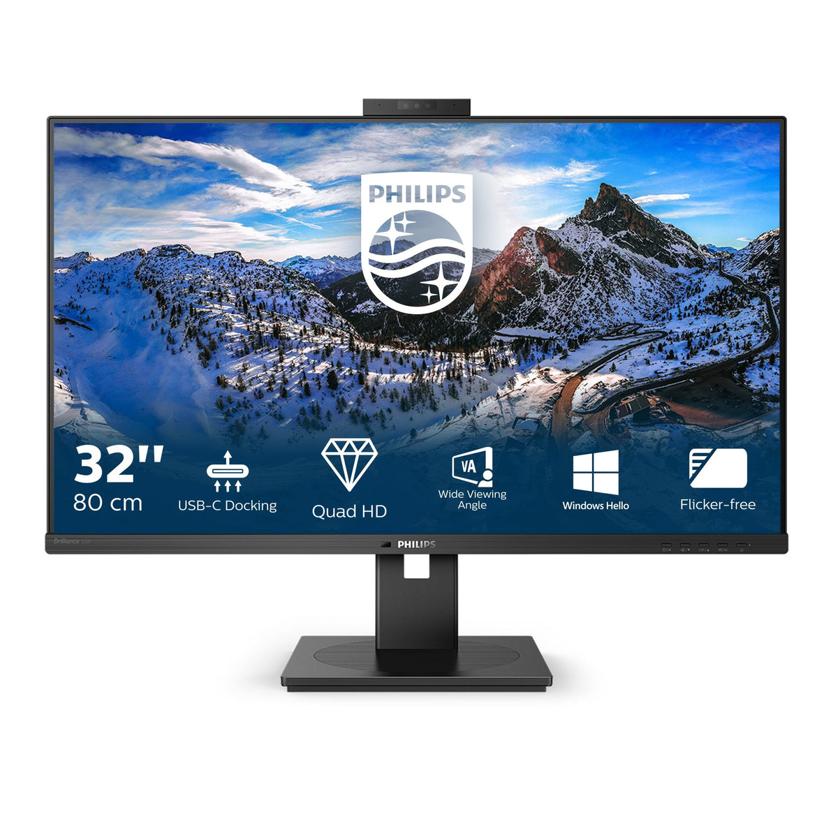 PHILIPS 326P1H/00 Moniteur 32p - 2560 x 1440 QHD 75 Hz - IPS - 350 cd/m2 - 4 ms - 2xHDMI DisplayPort USB-C - WEBCAM - HP