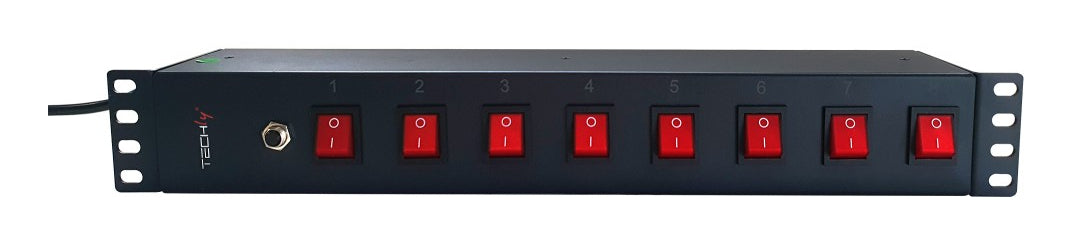"Techly I-CASE STRIP-815I Barre de Rack 19"" 1.5U, 8x prises UNEL a l'arriere, 8x interrupteur a l'avant"