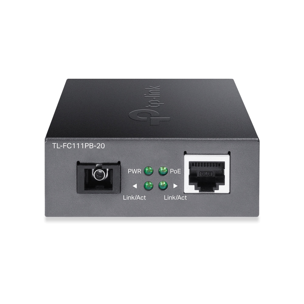 TP-LINK 10/100 Mbps RJ45 to 100 Mbps Single-mode SC WDM Bi-Directional Fiber Converter With 1-Port PoE