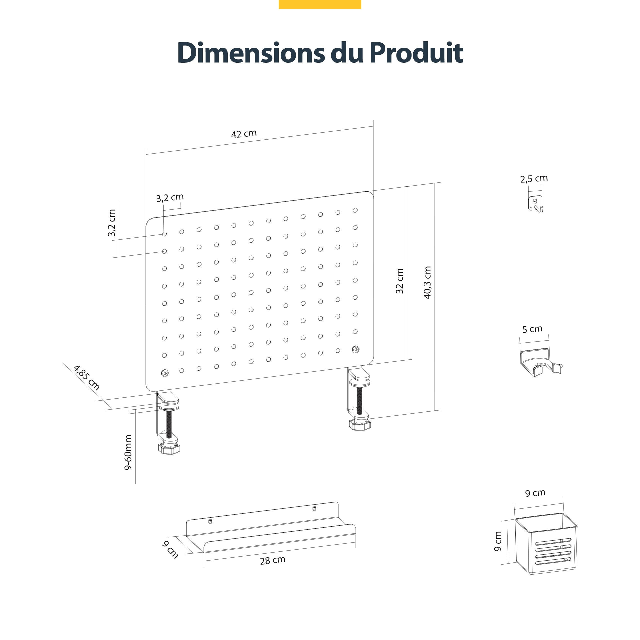 Clamp-On Pegboard Desktop Organizer