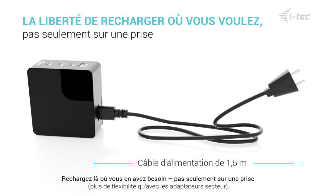 I-TEC 140W Intelligent Multiport USB Charger 3x USB-C 1x USB-A LCD display