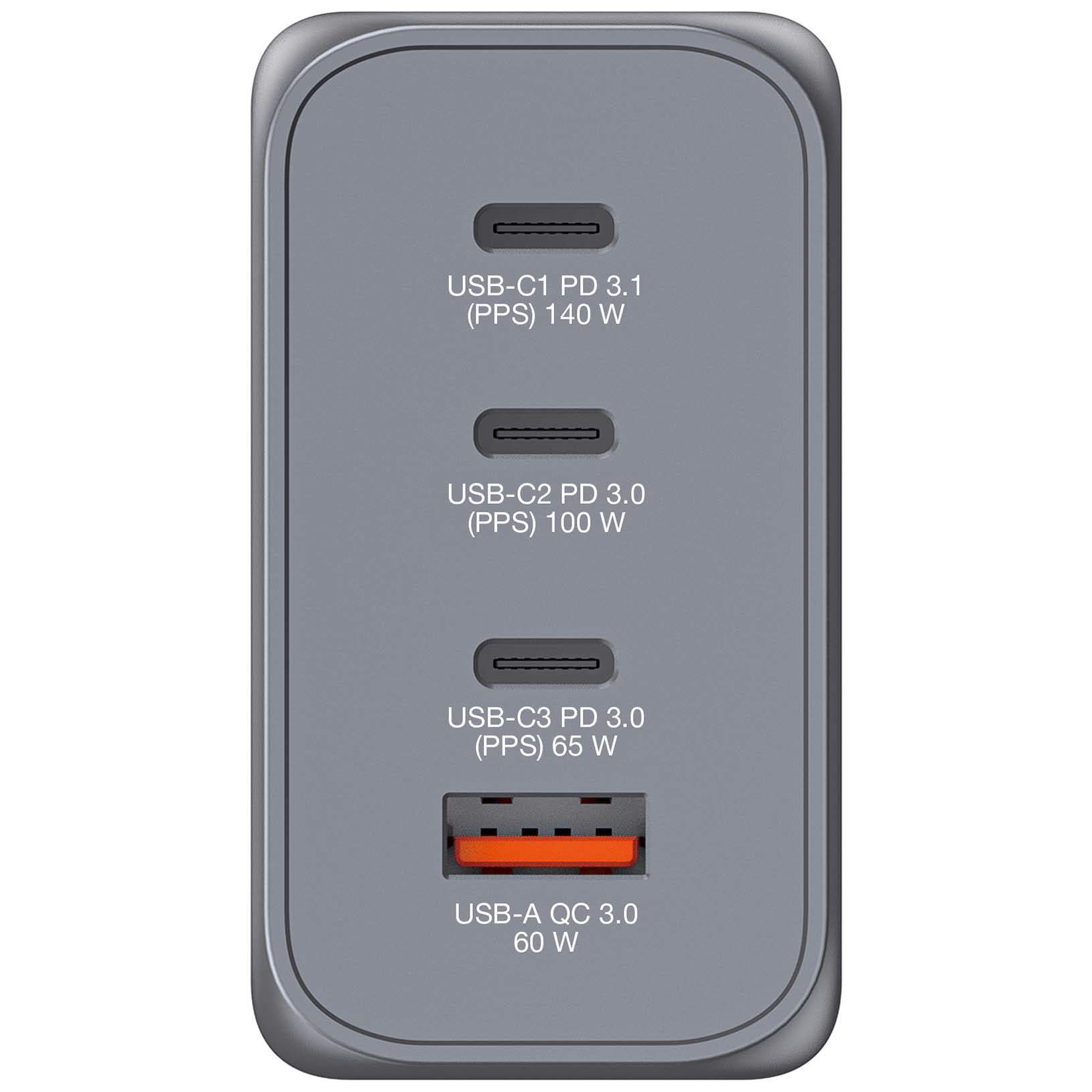VERBATIM GNC-240 GAN CHARGER 4 PORT 240W USB A/C EU/UK/US WCF (P)