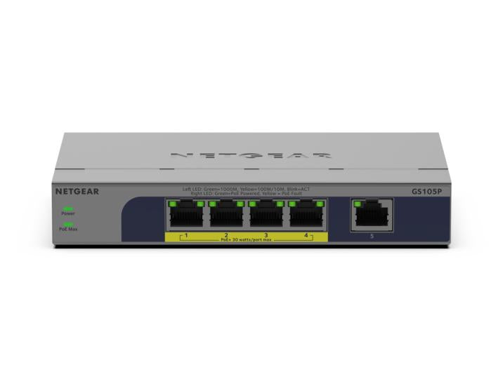 NETGEAR 5PT GB UNMANAGED SWICH W/POE+ GS105P
