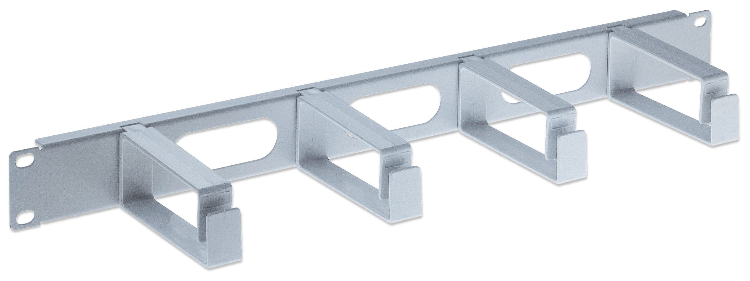 Intellinet 711067 Panneau de Gestion de Câbles 19 Pouces 1U avec Anneaux en Plastique Gris