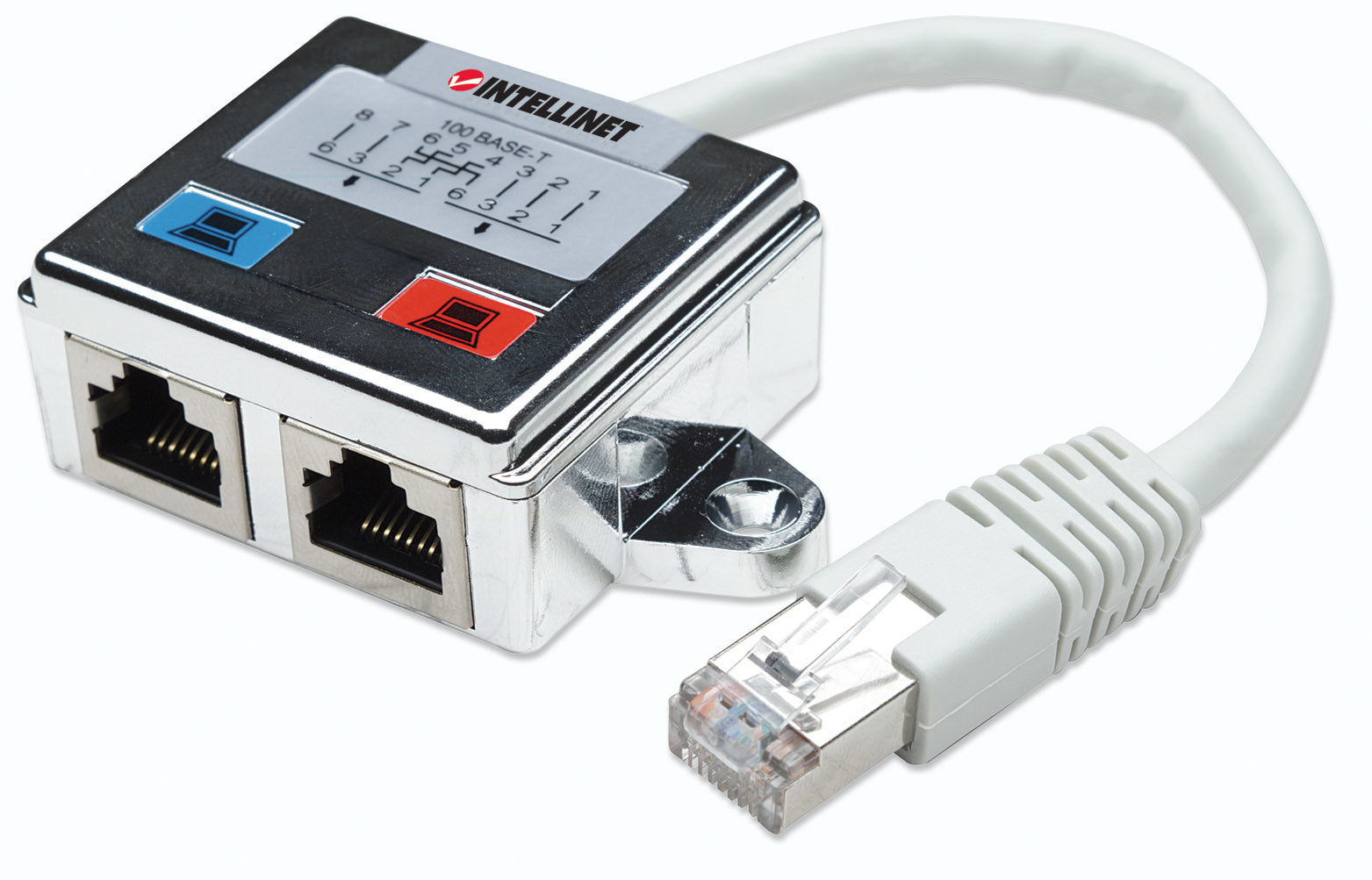 Intellinet 504195 changeur de genre de câble 2 x RJ45 RJ45 Argent, Blanc