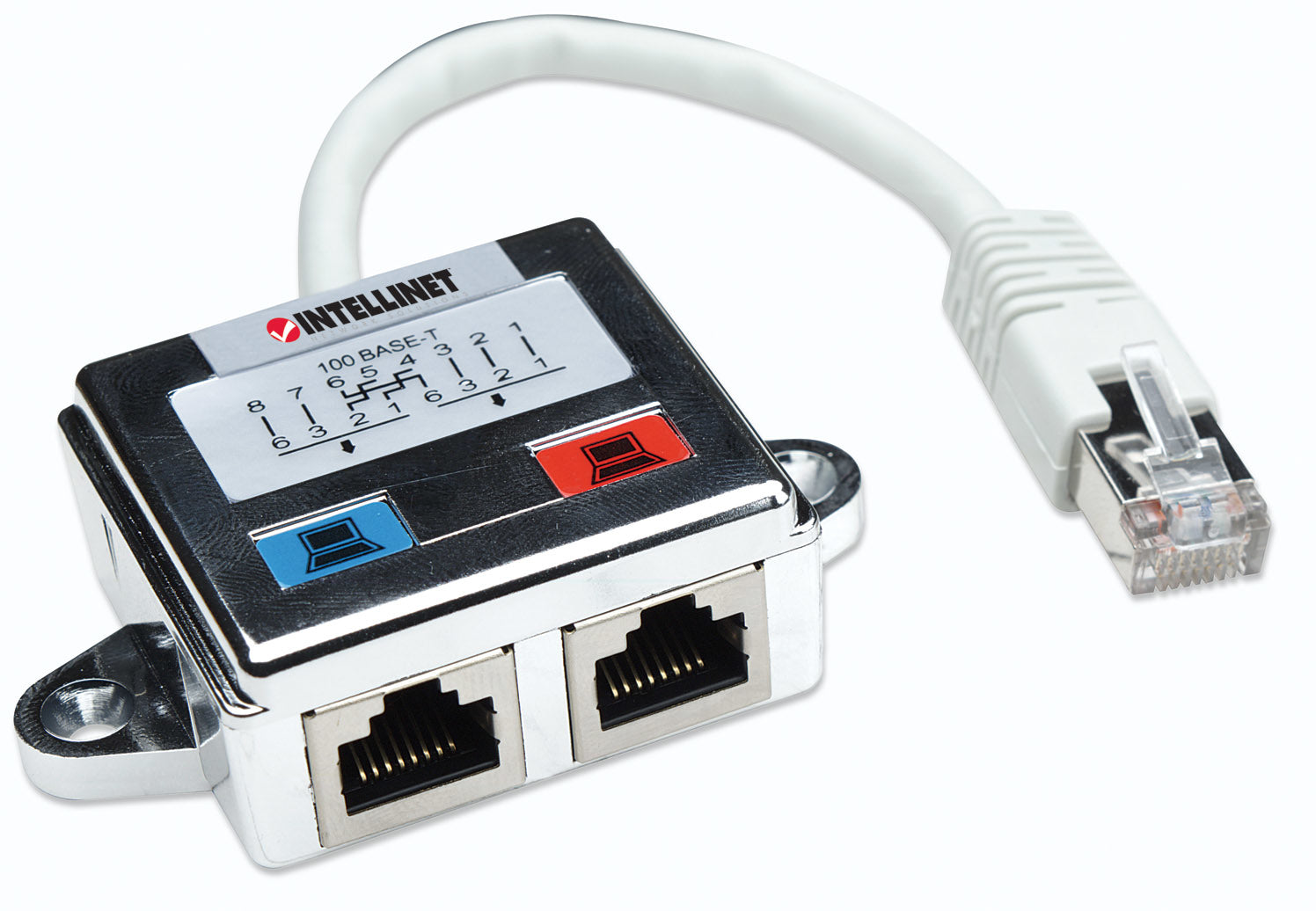 Intellinet 504195 changeur de genre de câble 2 x RJ45 RJ45 Argent, Blanc