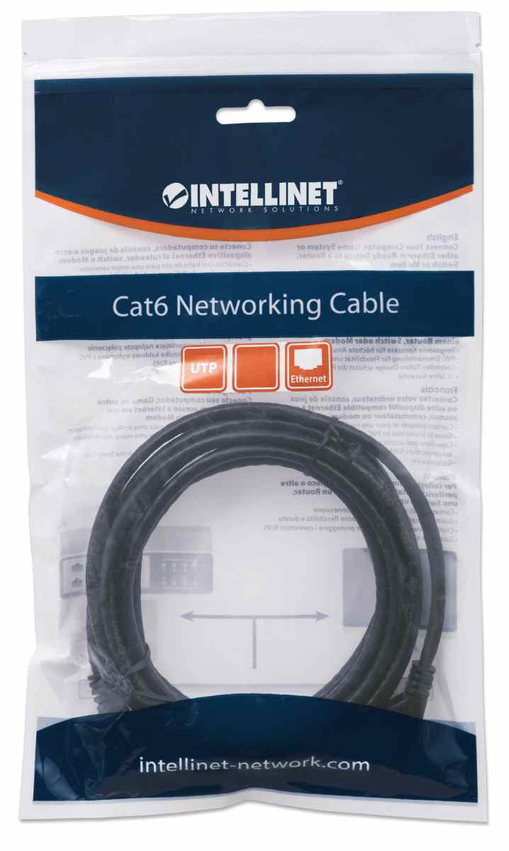 Intellinet 2m Cat6 câble de réseau Noir U/UTP (UTP)
