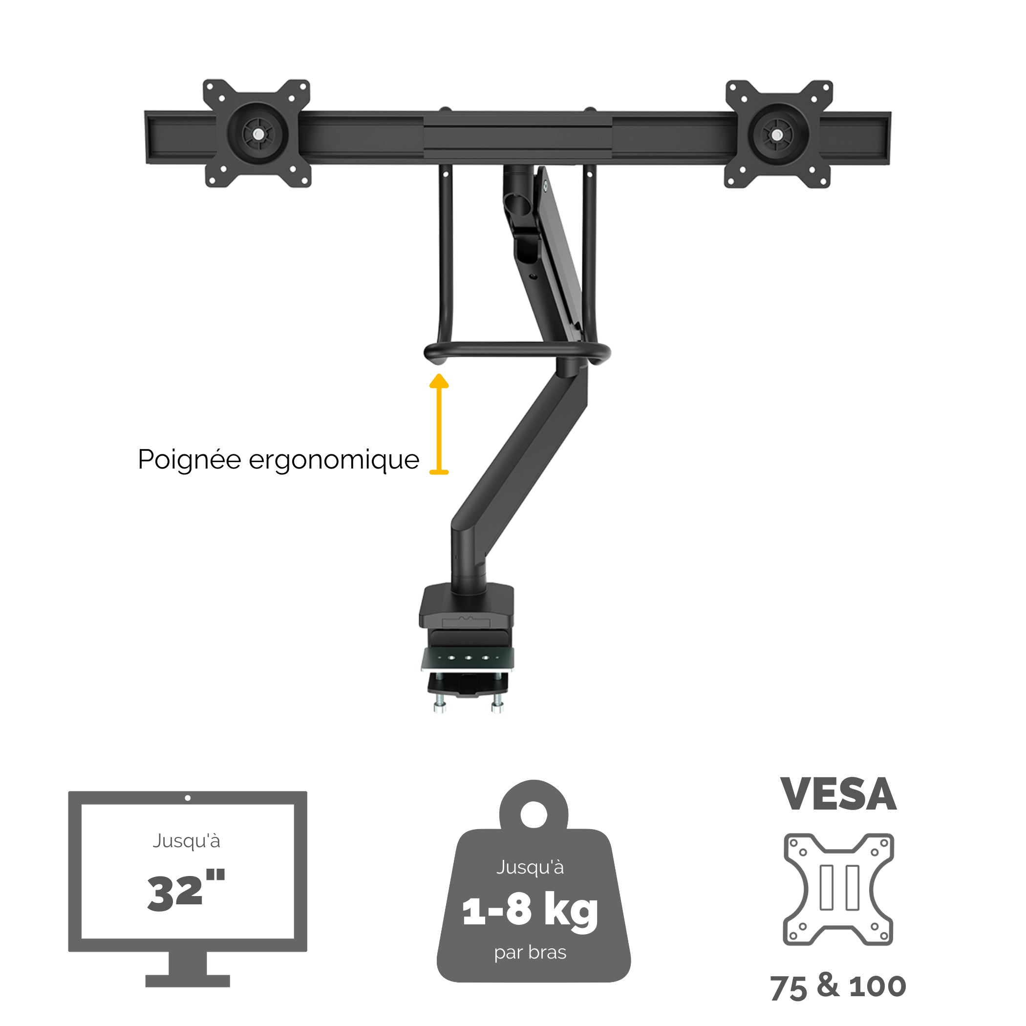 FELLOWES Eppa Crossbar Monitor Arm Black