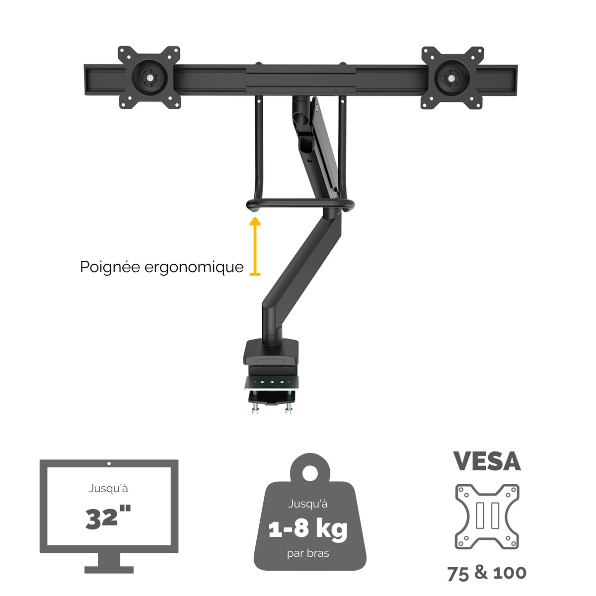 FELLOWES Eppa Crossbar Monitor Arm Black