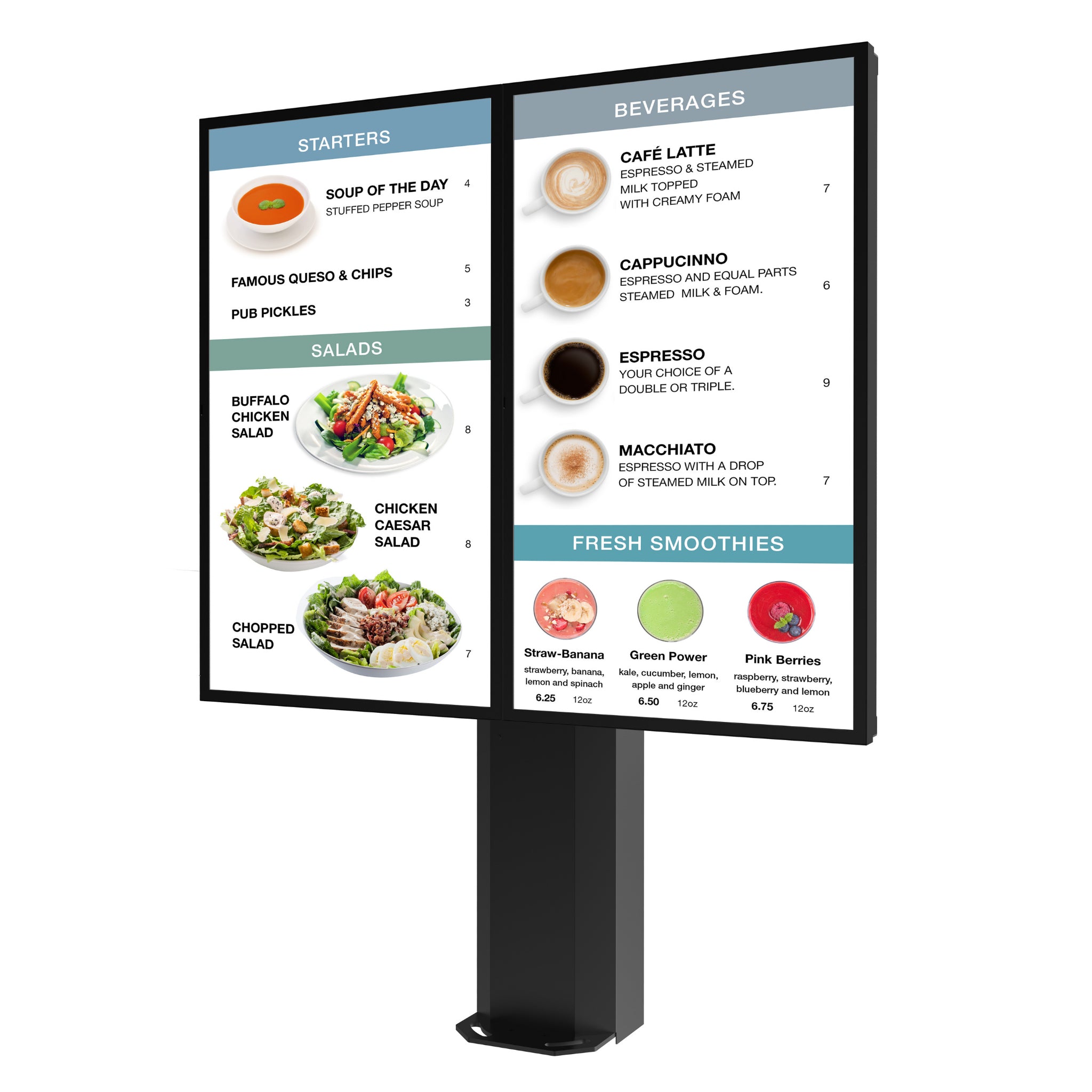 Peerless 55in Digital Signage Menu Board Kiosk for Dual Outdoor