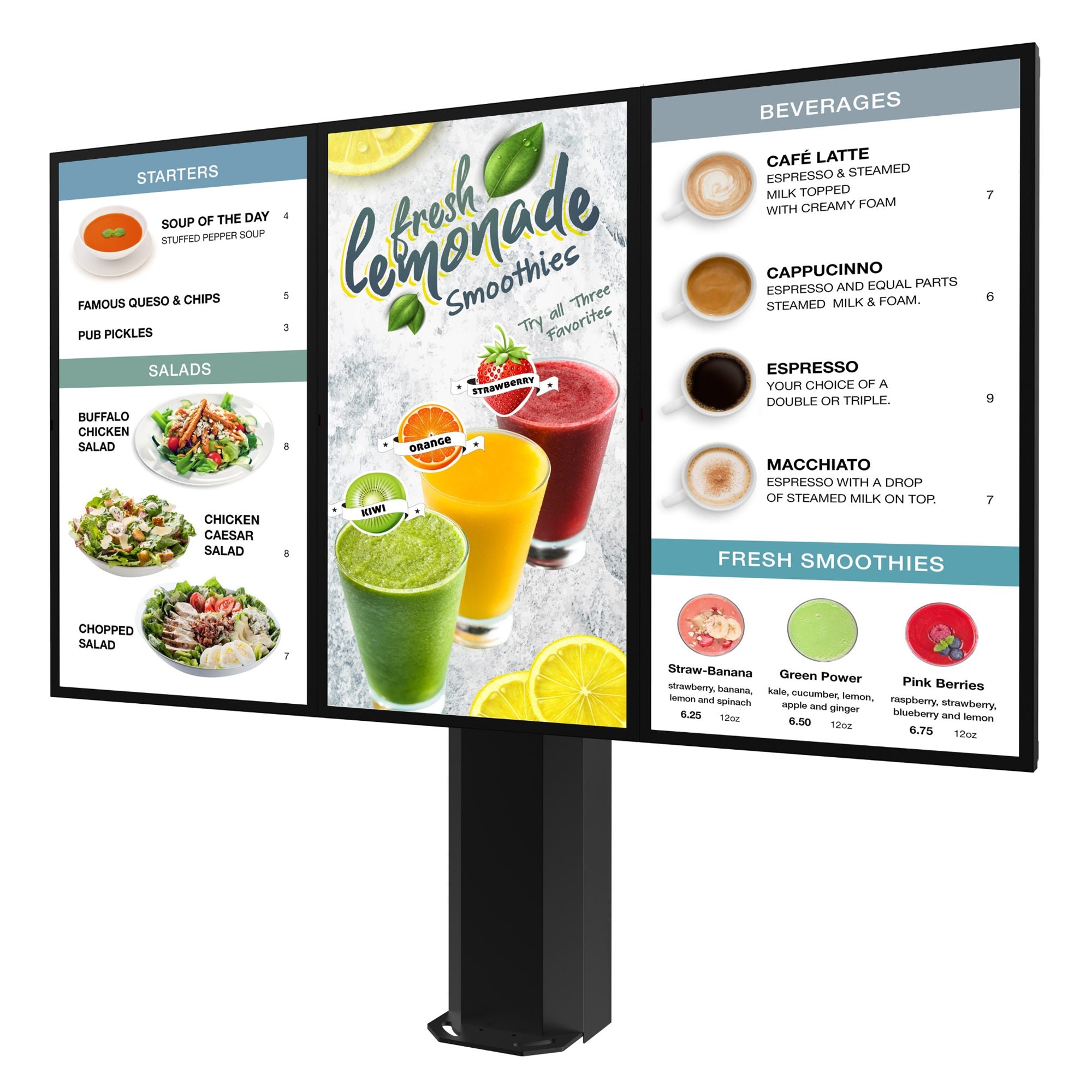 Peerless 55in Digital Signage Menu Board Kiosk for Triple Outdoor