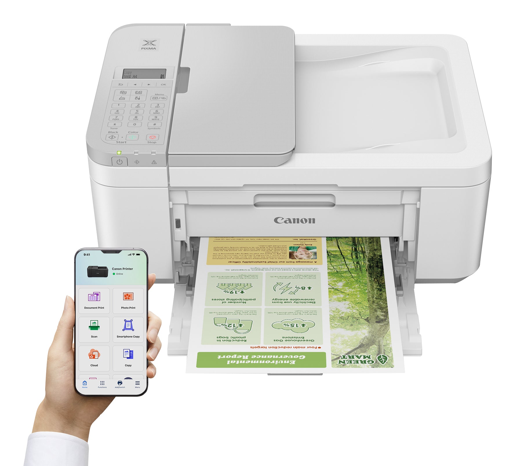 CANON PIXMA TR4756i MFP colour inkjet A4 6.4ppm Copy 8.8ipm Print 120sheets USB Wi-Fi White