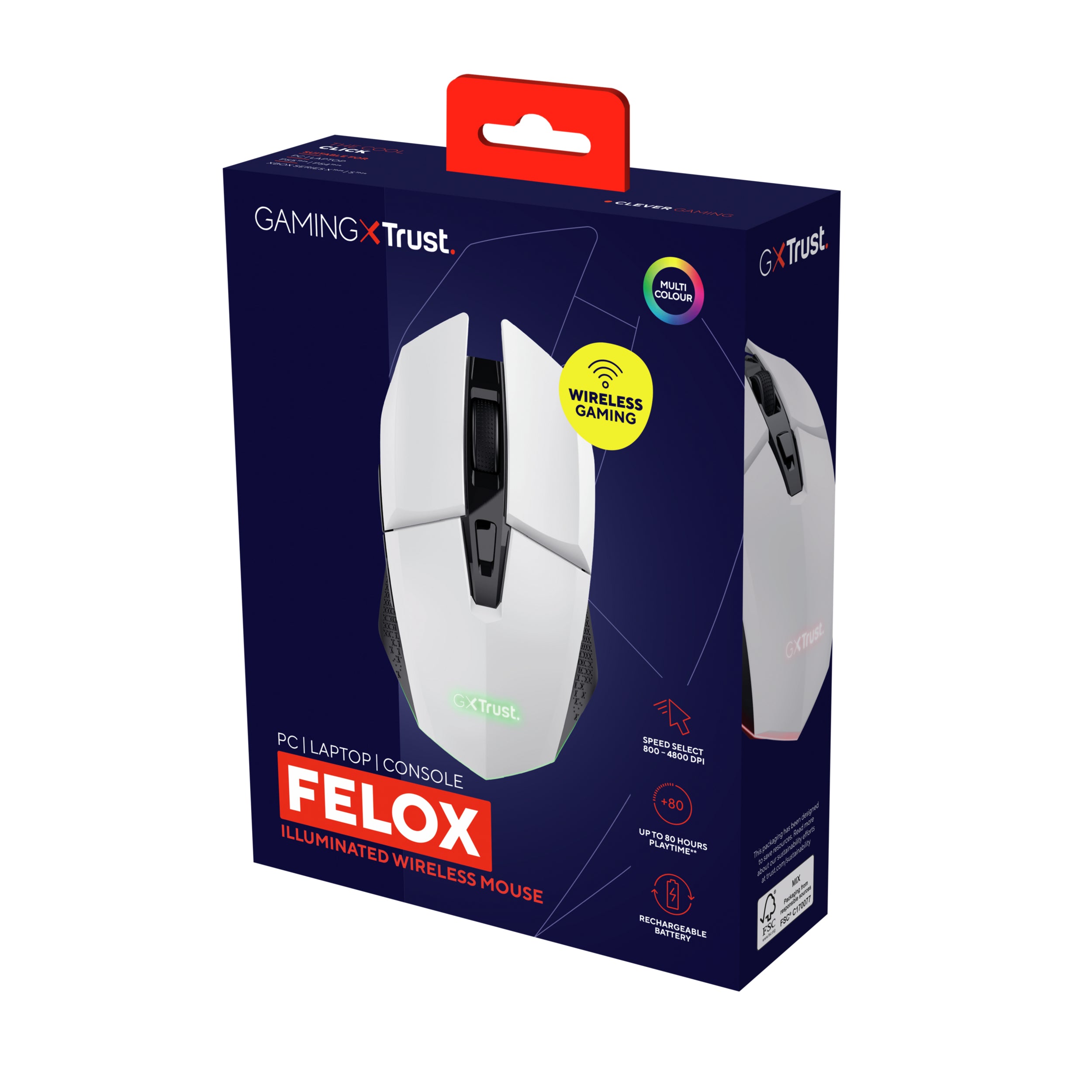 TRUST Souris gaming sans fil FELOX rétroéclairée - Blanche