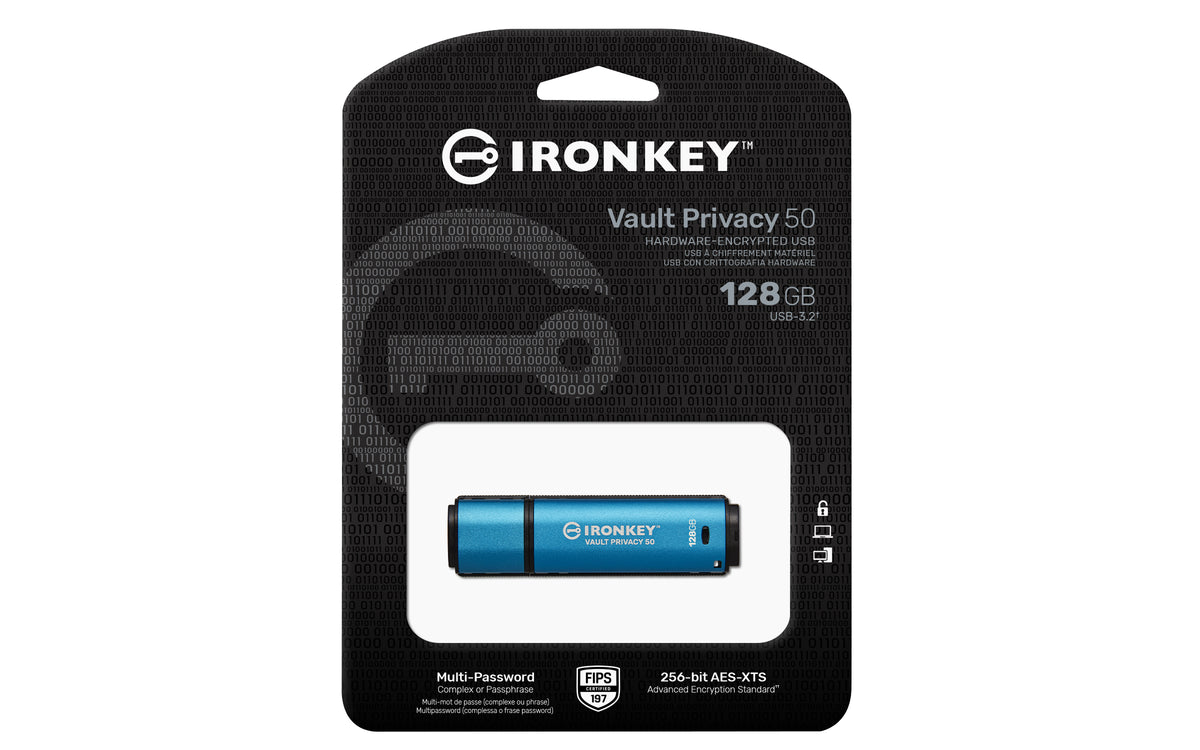 KINGSTON 128Go IronKey Vault Privacy 50 USB AES-256 Encrypted FIPS 197